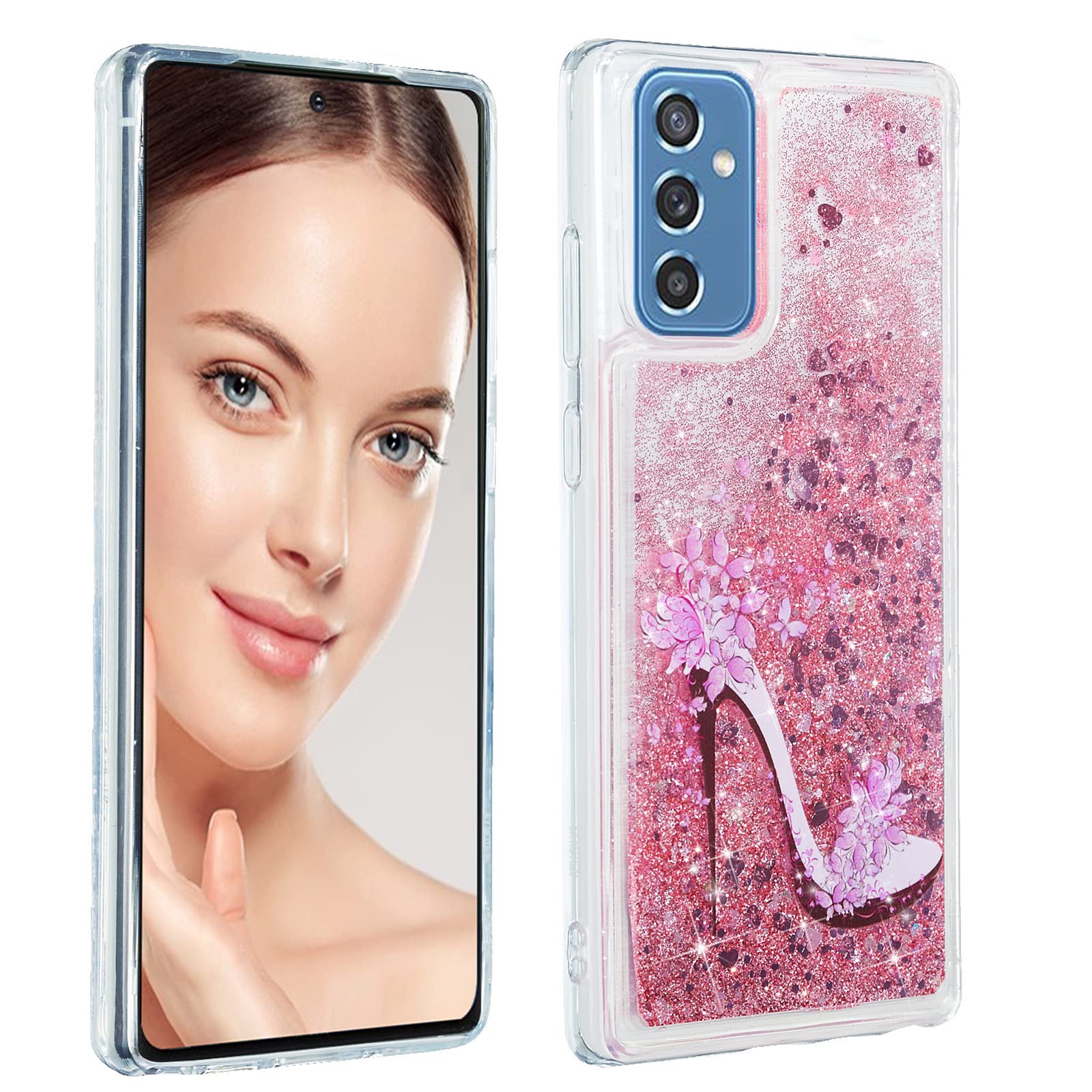 Samsung Galaxy M52 Phone Case - Sparkling Liquid Floating Design, Shock Absorption TPU Bumper, Slim Clear Cover for Samsung Galaxy M52 | Perfect for Everyday Use, Parties, and Special Occasions