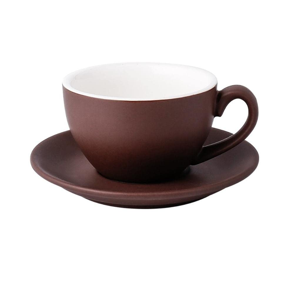 200ml Matte Cappuccino Cup - European Style Ceramic Coffee Mug with Saucer - Perfect for Home, Cafe & Office Use