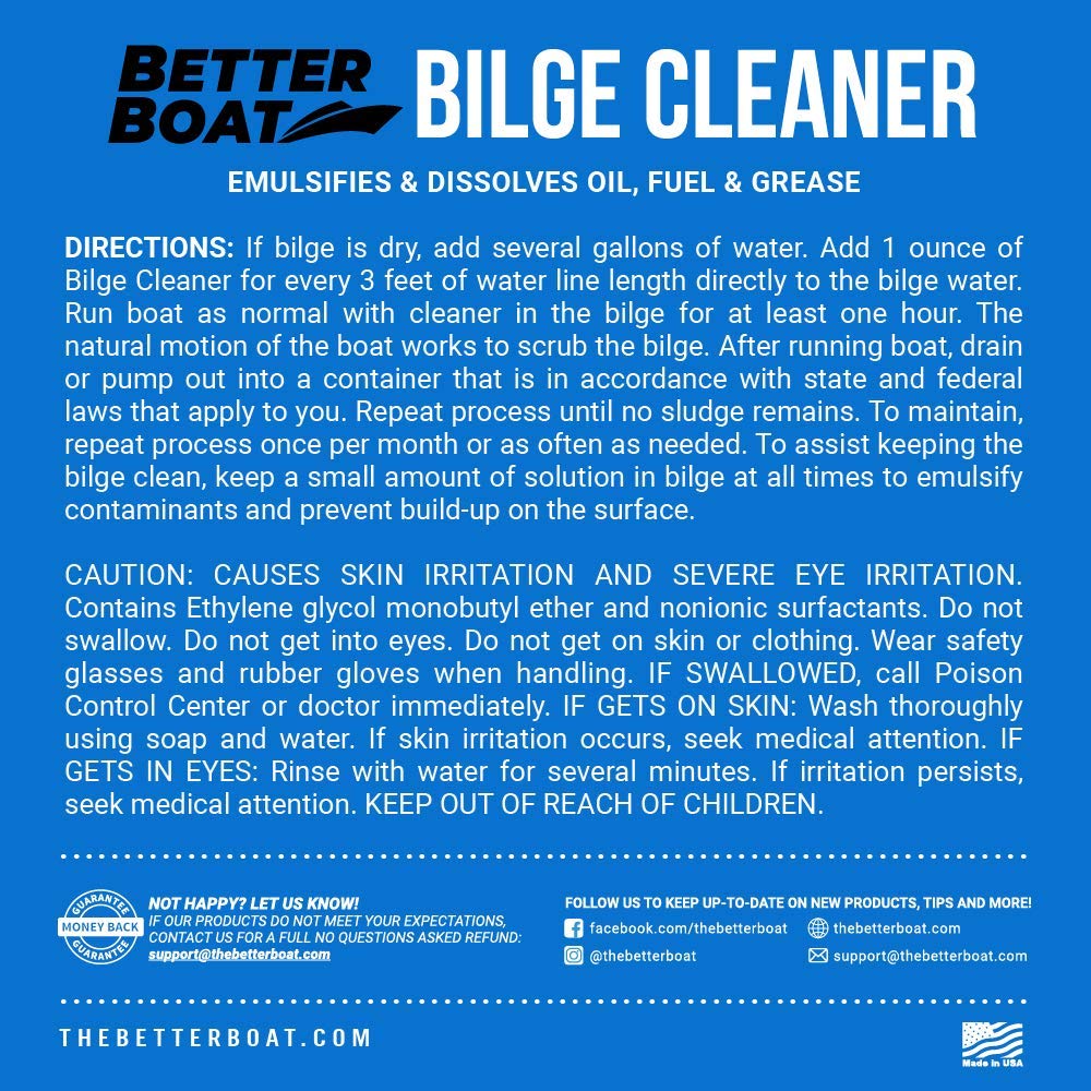 Premium Marine Bilge Cleaner Concentrate - Heavy Duty Boat Degreaser for Oil, Grease & Fuel Removal | Best Fiberglass Boat Soap & Maintenance Cleaner | Ideal for Bilge Cleaning, Engine Rooms & Marine Surface Care