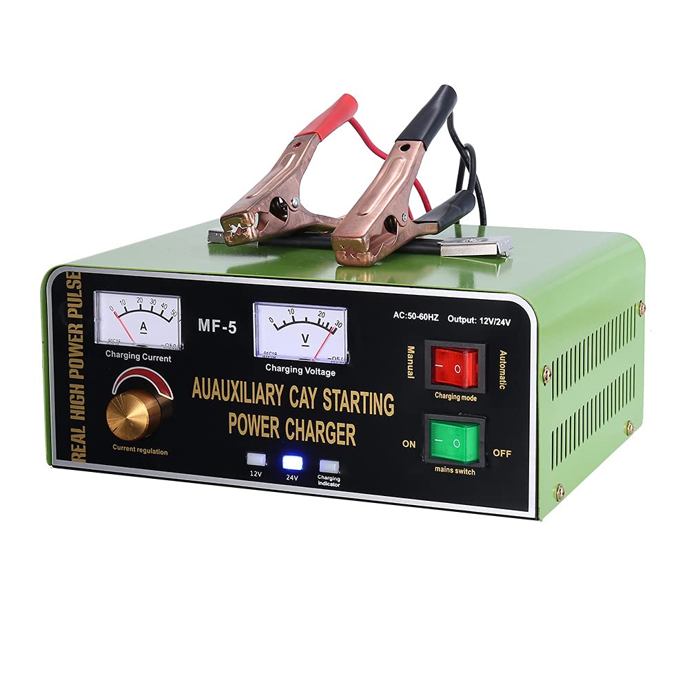 12V 24V Intelligent Automatic Car Battery Charger & Maintainer - Fast Charging & Repair for Lead Acid Batteries (AGM, Gel, Wet) - Perfect for Cars, Trucks, Motorcycles, RVs & Marine Batteries