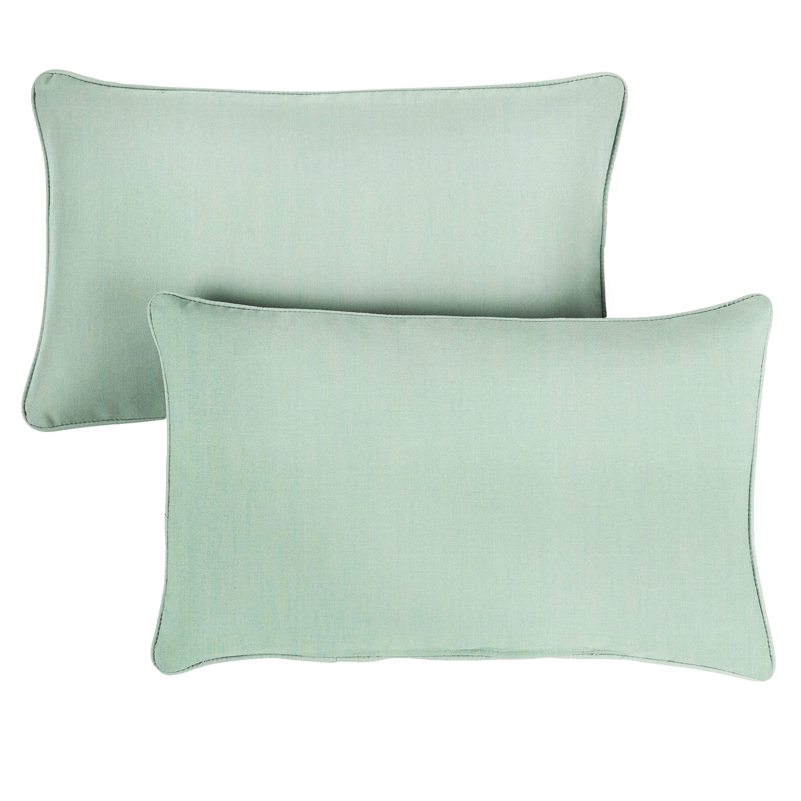 Premium Sunbrella Canvas Spa Corded Indoor/Outdoor Throw Pillows (Set of 2) - 16x26 Inches - Waterproof & UV Resistant for Patio, Poolside, Deck, and Living Room Decor