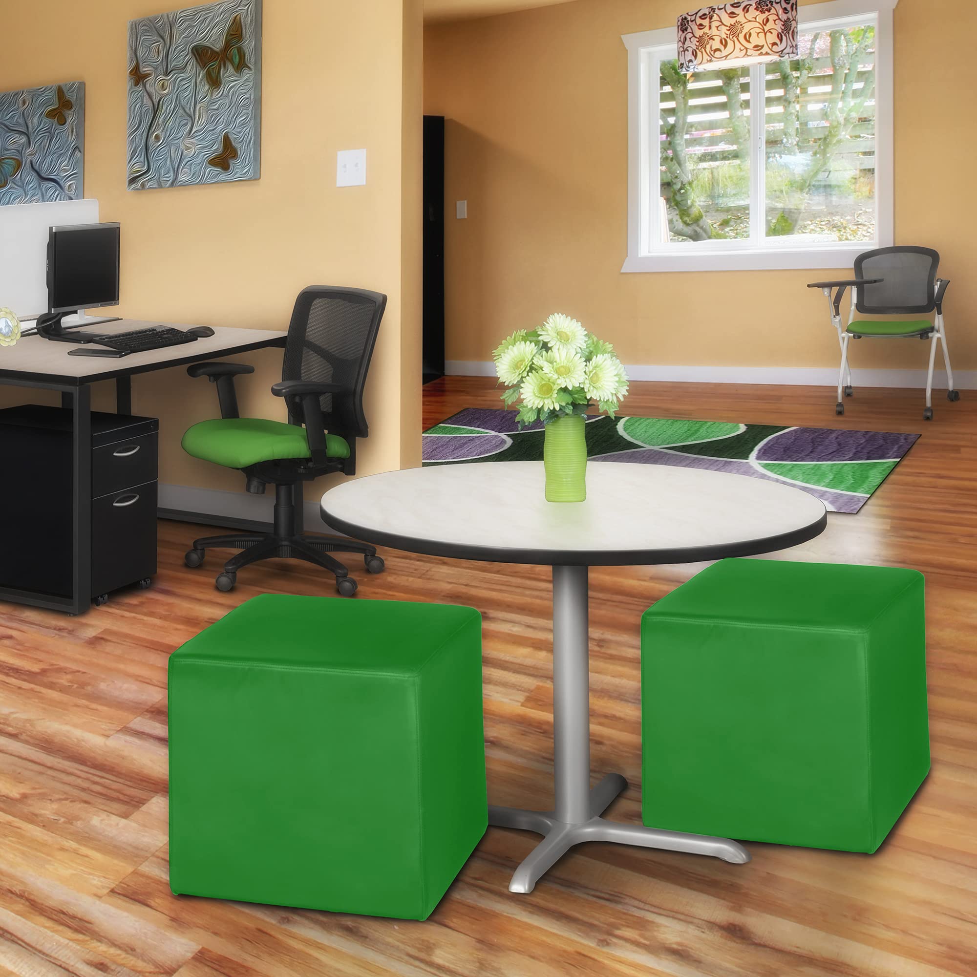 Modern Upholstered Square Ottoman Set of 2 - 22