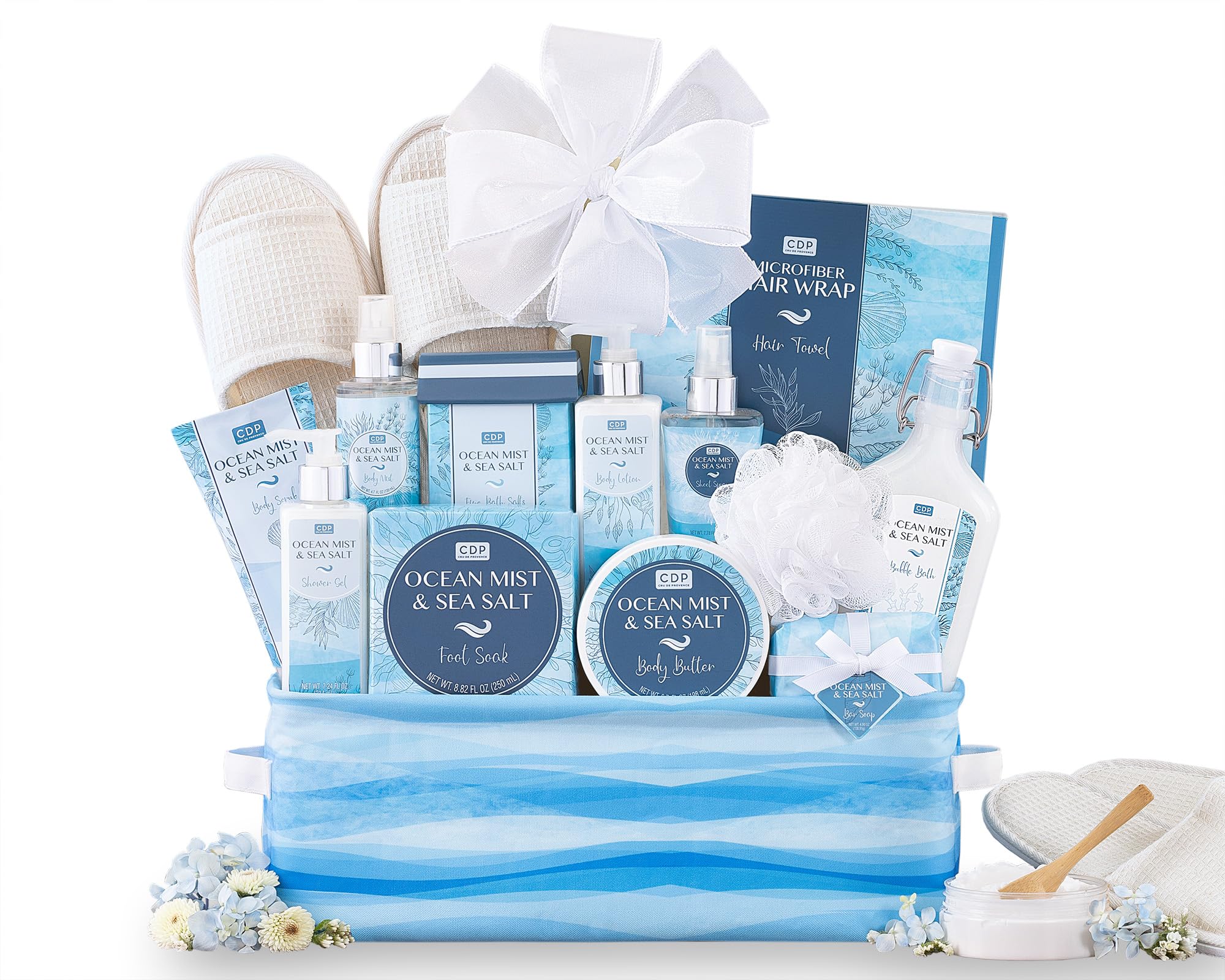 Luxury Ocean Mist & Sea Salt Spa Gift Basket - Relaxing Aromatherapy Set with Bath Salts, Candles & More | Perfect for Self-Care, Birthday Gifts & Spa Nights