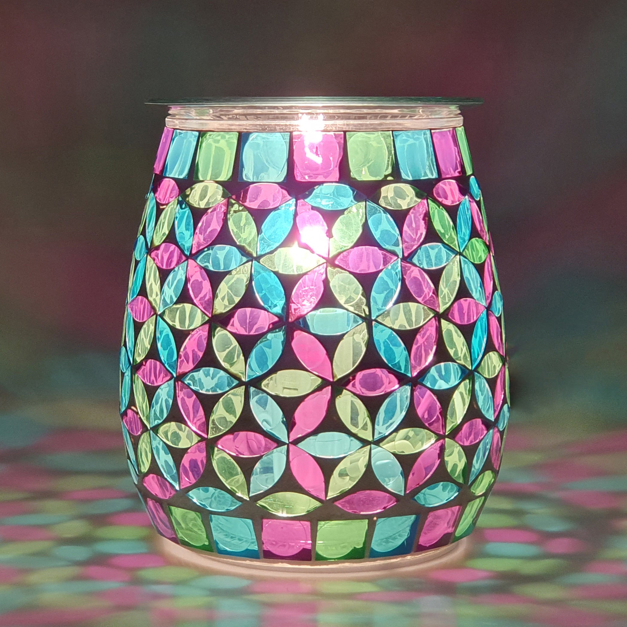 Electric Wax Warmer with Mosaic Glass Design - Geometric Candle Melter for Home Aromatherapy & Relaxation | Perfect for Living Room, Bedroom, Spa & Office Decor