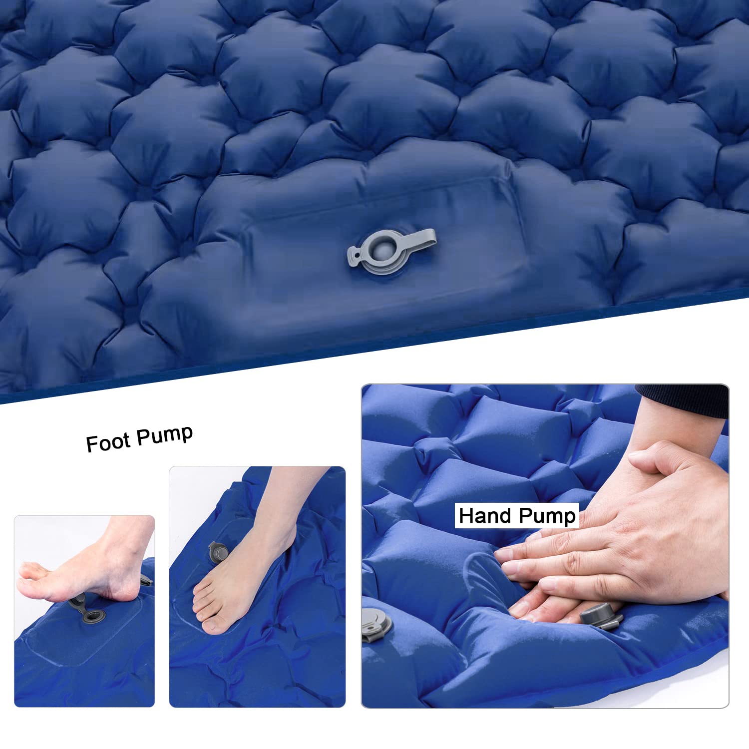 2 Person Camping Sleeping Pad with Air Pillow - Portable Inflatable Air Mattress for Backpacking, Hiking & Outdoor Adventures - Waterproof & Lightweight for Tent Camping