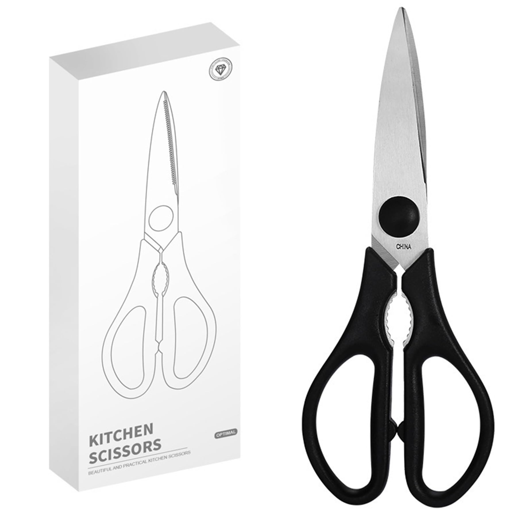 RKQOA Heavy Duty Kitchen Shears - Stainless Steel Sharp Cooking Scissors for Turkey, Poultry, Chicken & Meat - Dishwasher Safe Utility Shears - Perfect for Food Prep, Cutting Herbs & Kitchen Essentials