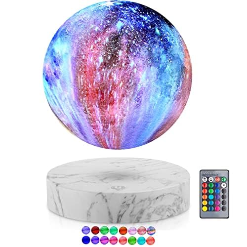 3D Printed Magnetic Levitating Moon Lamp with 16 Color Changing LED Lights - Floating Night Light, Spinning Desk Lamp for Bedroom, Office Decor | Perfect Gift for Home, Birthday & Romantic Ambiance