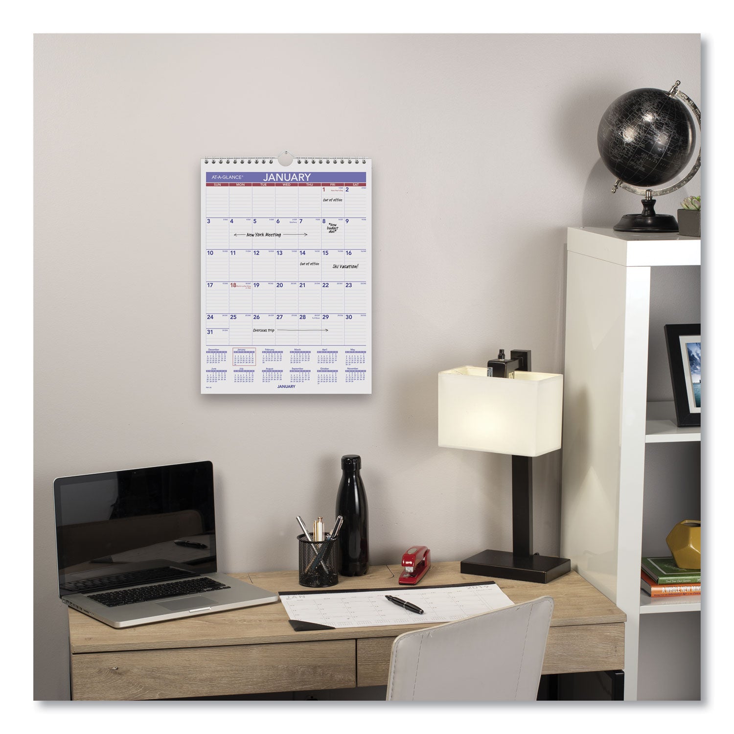 AT A GLANCE® 2025 Monthly Wall Calendar - 8 x 11 Inches with Ruled Daily Blocks, White Sheets | January to December | Perfect for Office, Home & School Organization