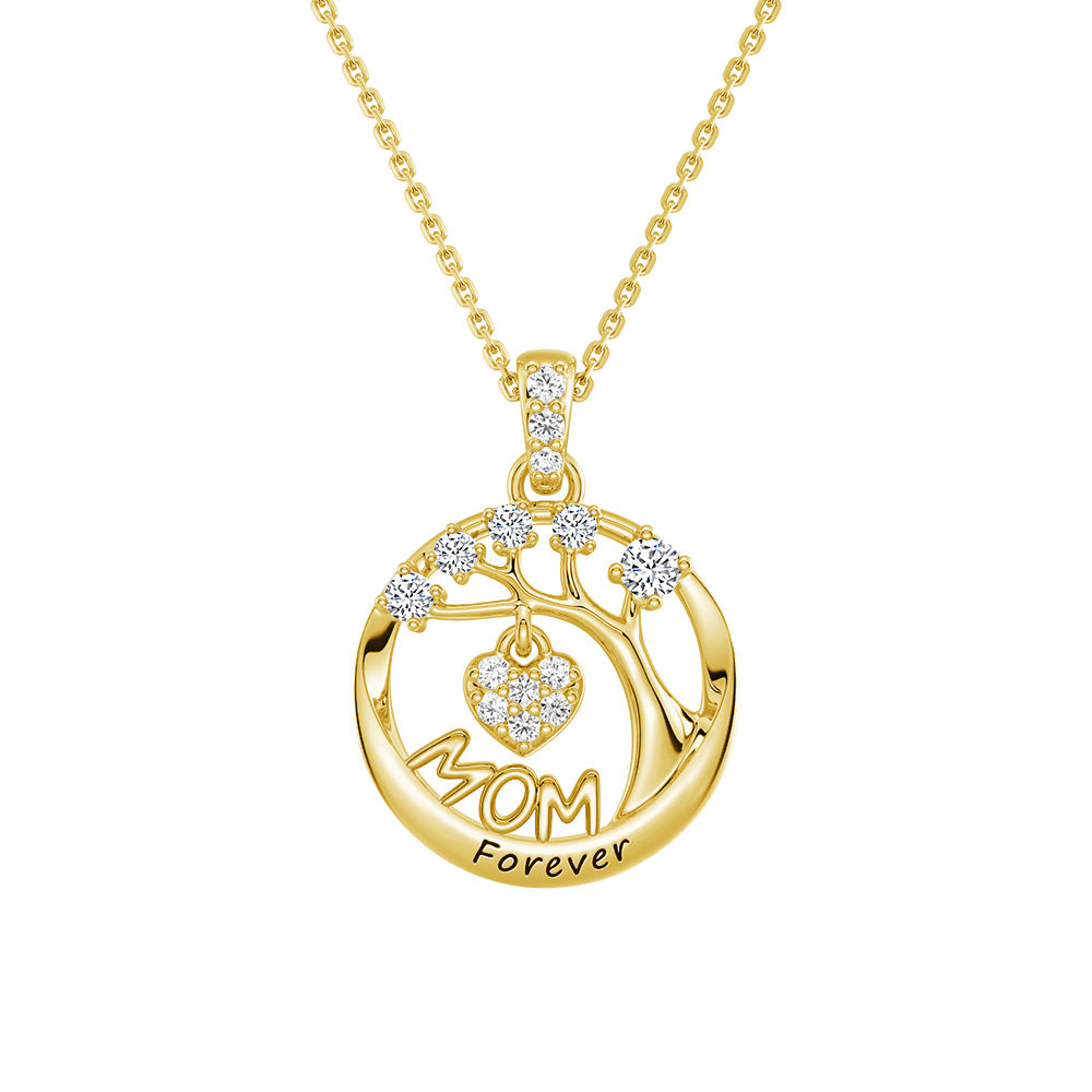 Personalized Birthstone Mom Necklace - Forever Tree of Life Pendant with Heart Charm | Meaningful Gift for Mother's Day, Birthday & Anniversary | Jewelry for Women