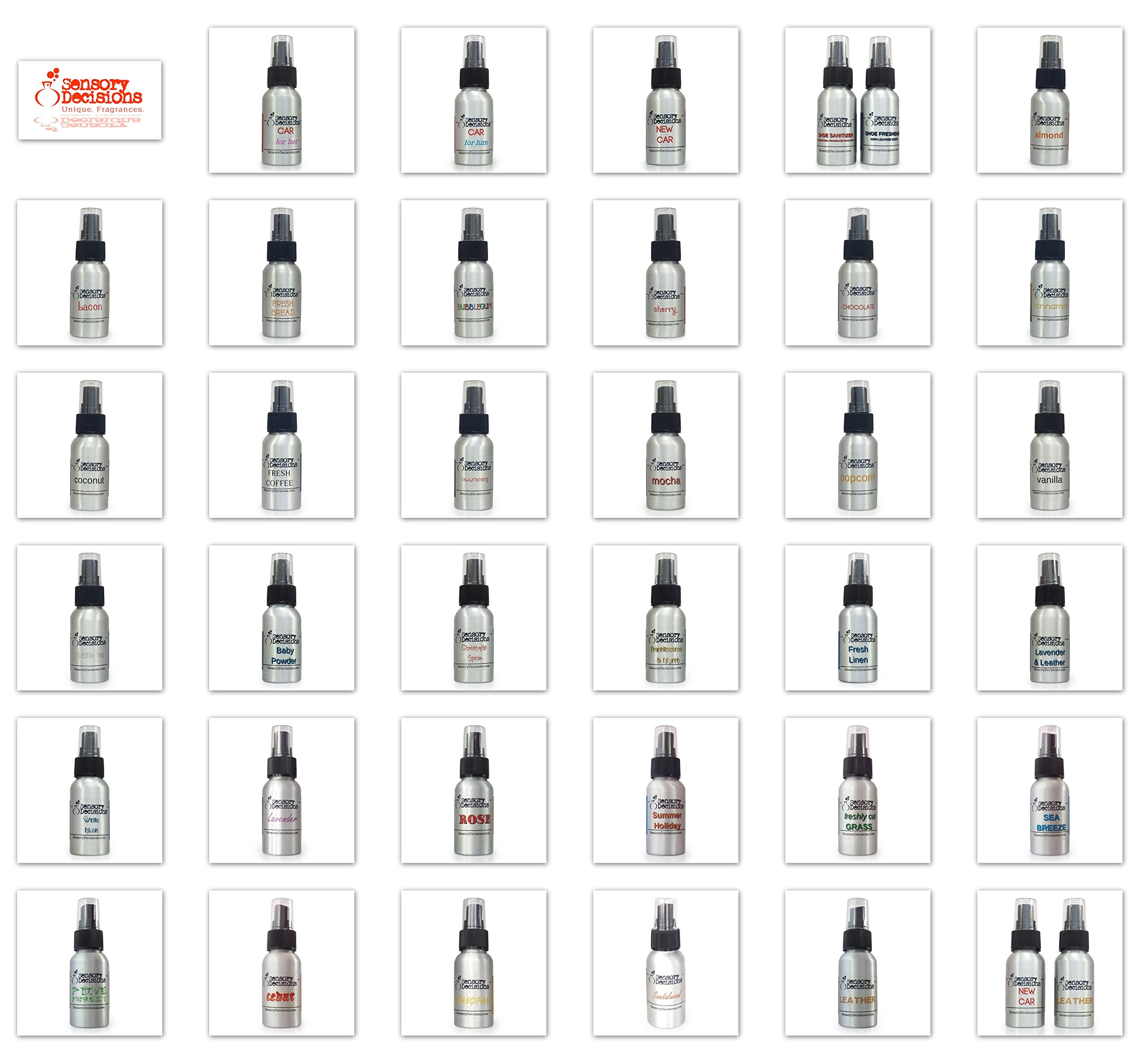 10 Realistic Food Scented Room Sprays - Coconut, Cinnamon, Almond, Chocolate, Coffee, Bread, Bacon, Mocha, Popcorn & Cherry Fragrances in Elegant Silver Bottles | Perfect for Home, Office, Spa & Gift Giving