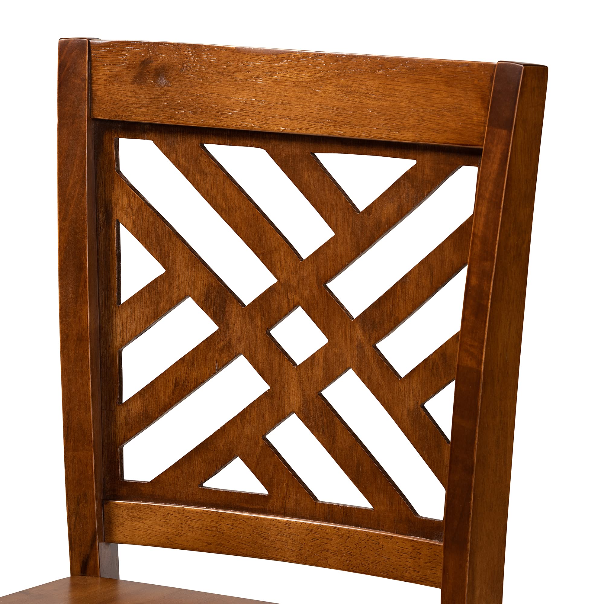 Baxton Studio Caron 5-Piece Pub Table Set - Walnut Brown Finished Wood Bar Height Dining Set for Kitchen, Patio & Outdoor Entertaining