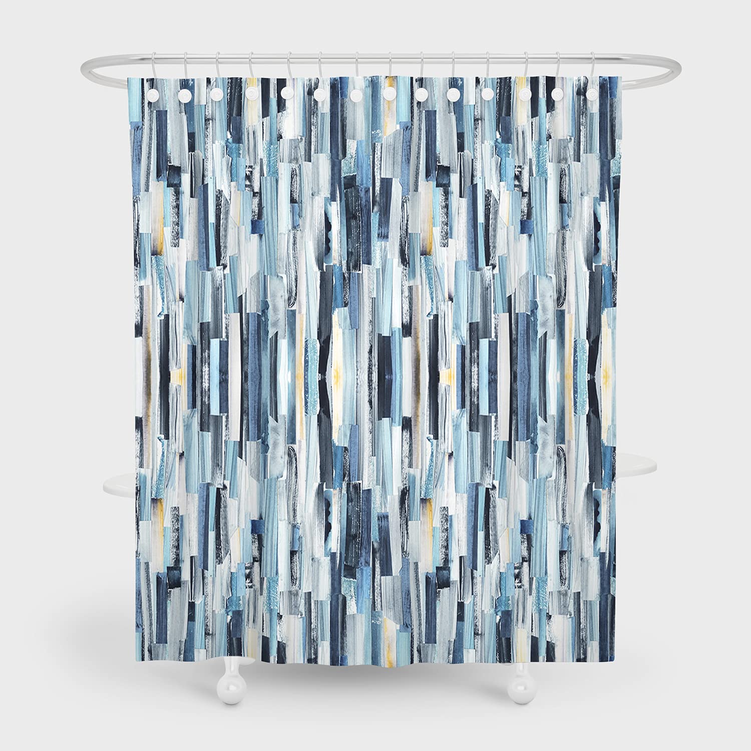 Modern Abstract Shower Curtain with Hooks - Blue Straight Pattern Waterproof Bathroom Decor - 80”W x 72”L - Perfect for Contemporary Bathrooms & Spa-Like Showers