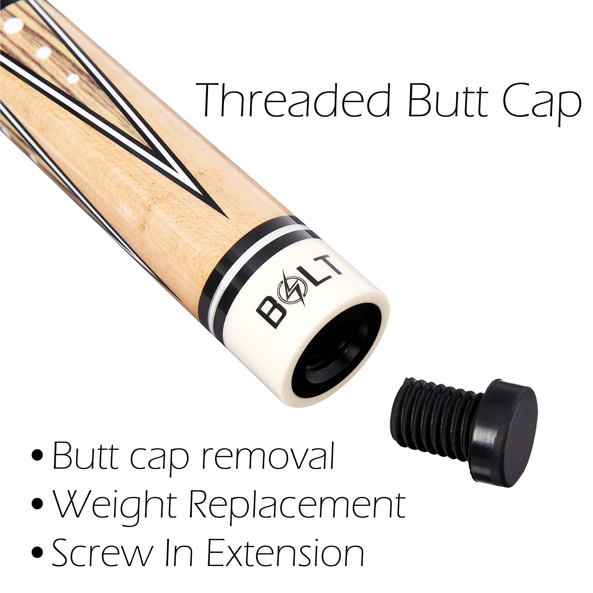 Bolt High Performance 2-Piece Maple Pool Cue - 19oz, 20oz, or 21oz - Maximum Control Billiard Stick with XTC Fiber Technology for Home, Bar, Pub & Billiard Hall | Perfect for Professional Play & Casual Games