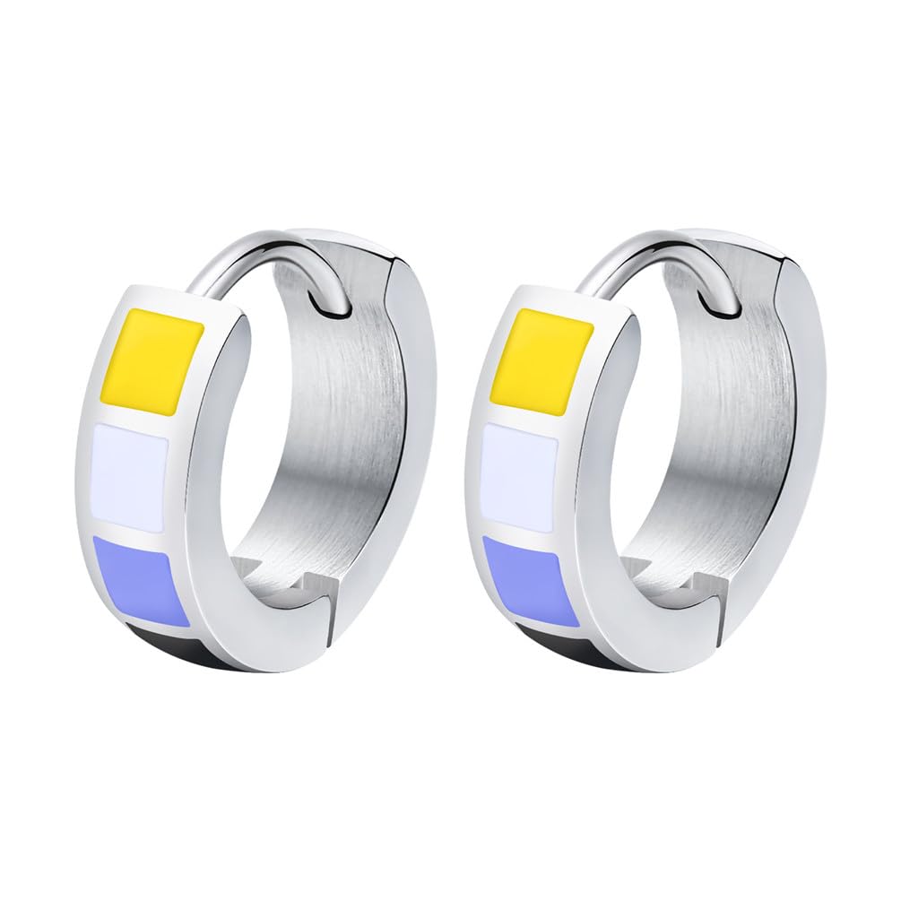 Rainbow Pride LGBTQ+ Stainless Steel Huggie Hoop Earrings for Women & Men - Unisex Small Hoop Earrings for Lesbian, Gay, Bisexual & Transgender - Perfect for Pride Parades, Parties & Everyday Wear