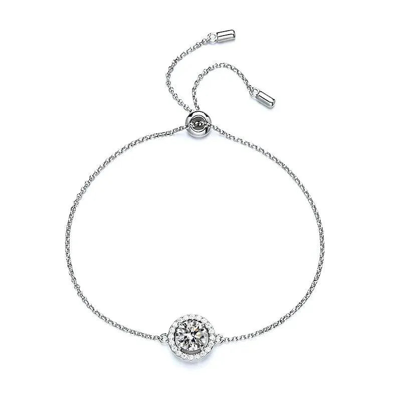 1 Carat Genuine Moissanite Bracelet with Star & Moon Charms - 925 Sterling Silver Bangle for Women - Passes Diamond Tester - Perfect for Weddings, Anniversaries & Special Occasions