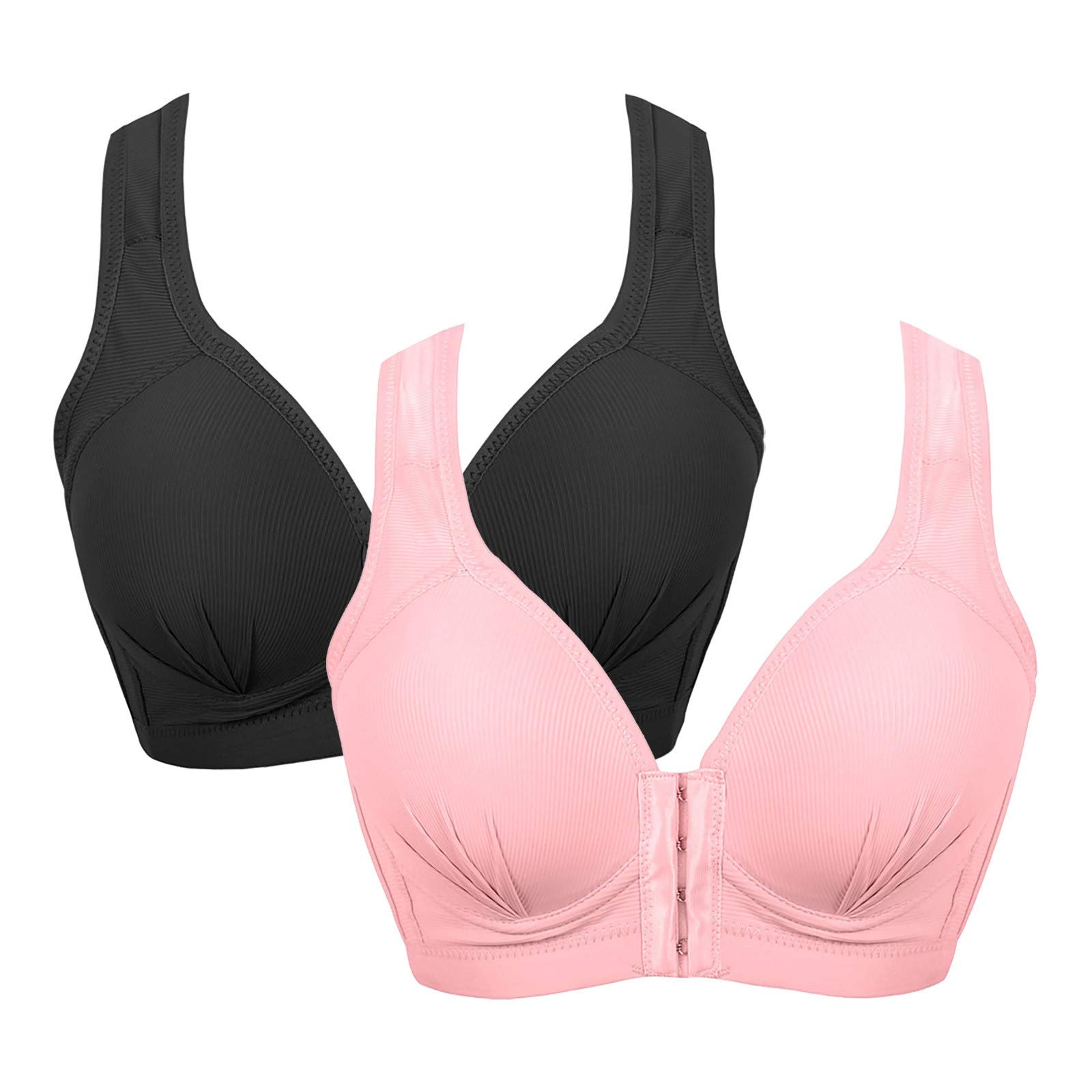 Haielot Women's Front Closure Wireless Sports Bra - Seamless Plus Size Comfort for Medium & Elderly Women - Perfect for Yoga, Gym & Everyday Wear