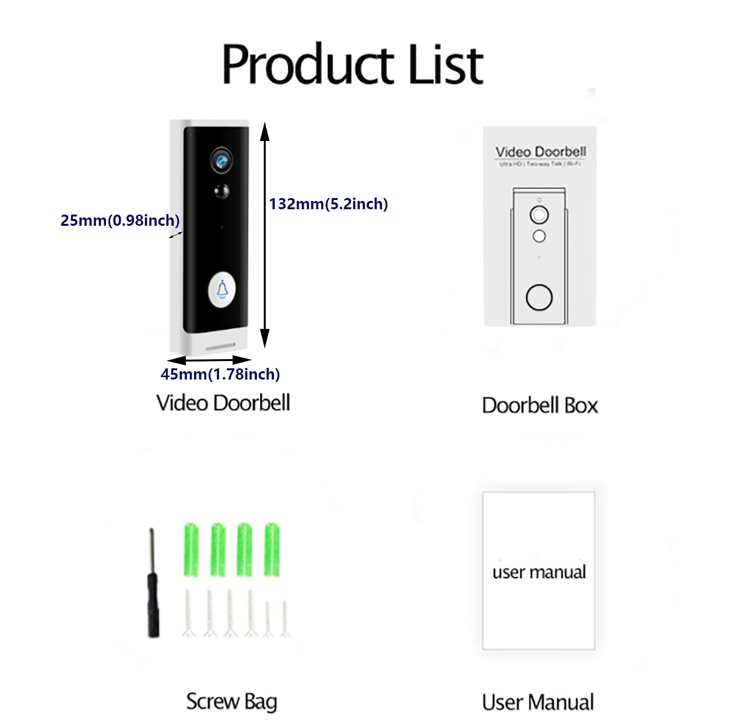 Smart WiFi Video Doorbell Camera 1080P HD - Wireless Security Camera with Motion Detection, Night Vision, 2-Way Audio & Local Storage - Works with Alexa & Google Home - Perfect for Home Security & Smart Home Monitoring