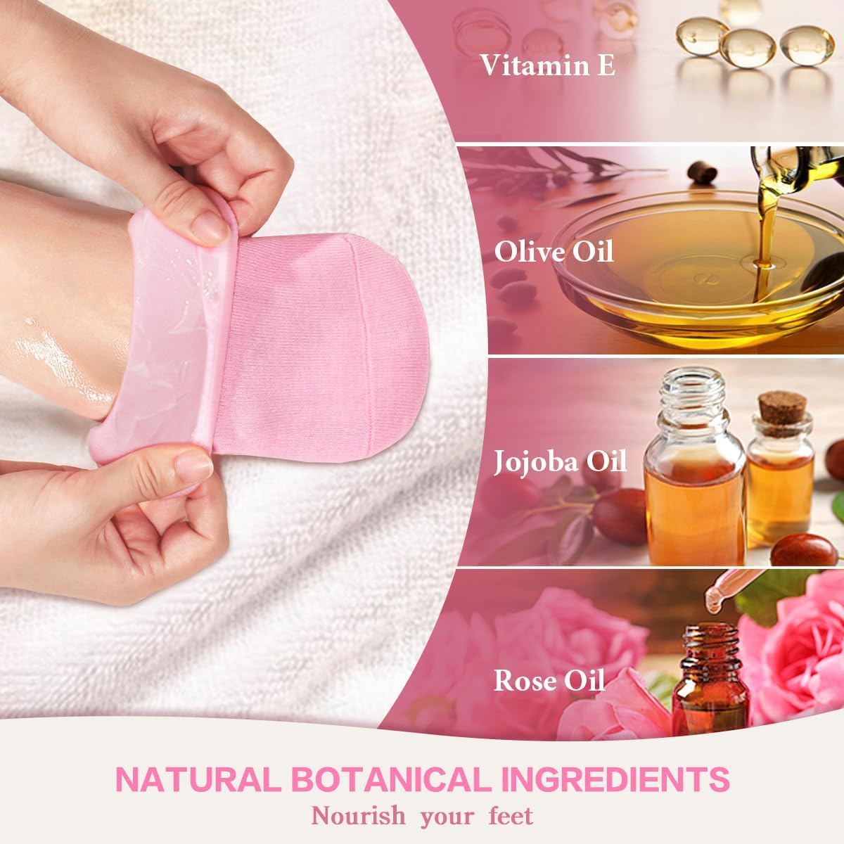 JOYHILL Moisturizing Gel Socks for Dry Cracked Feet - Heel Repair & Spa Care for Women/Men - Pink