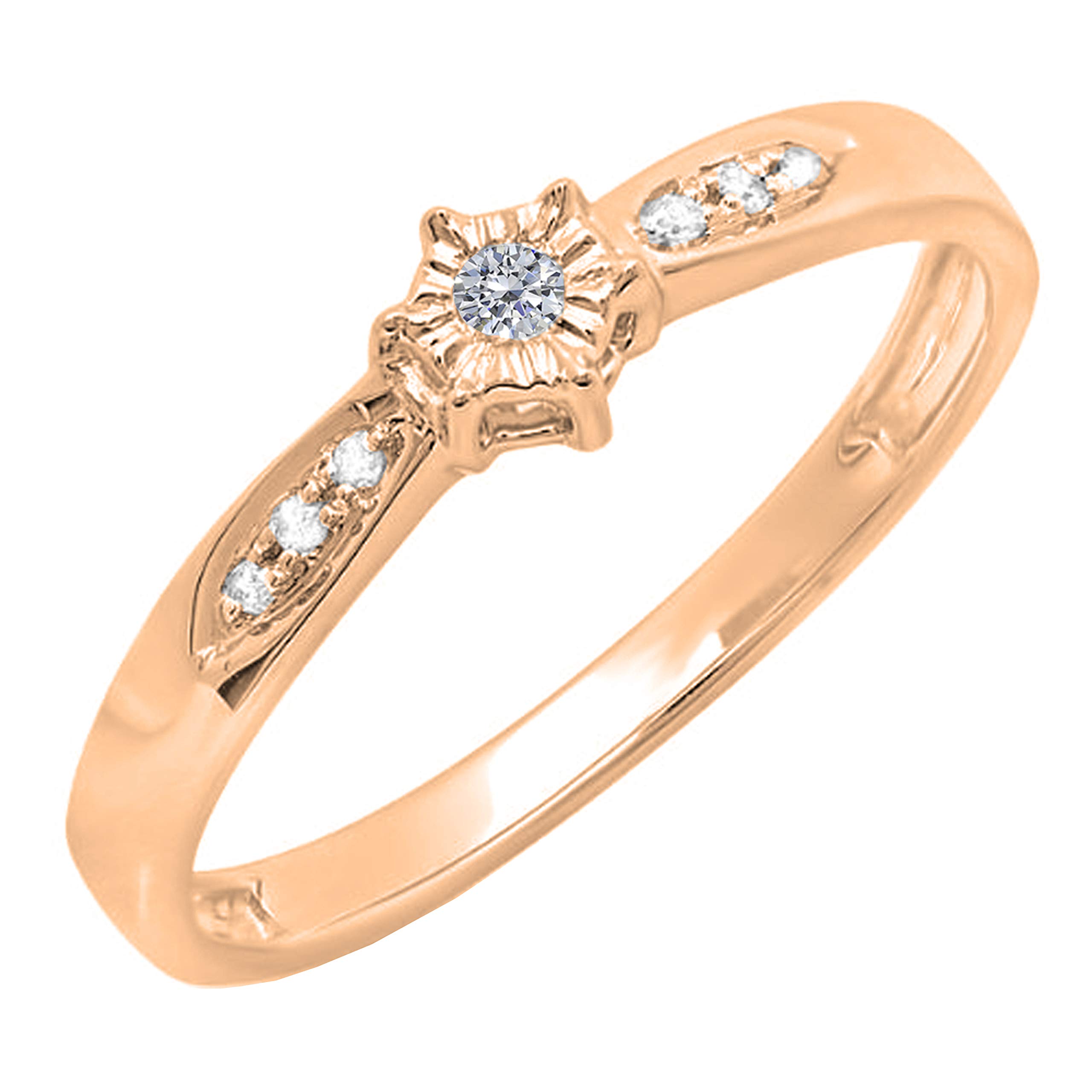 0.05 Carat Round White Diamond Promise Engagement Ring for Women - 10K Gold Wedding Band - Dazzlingrock Collection - Perfect for Proposals, Anniversaries & Romantic Occasions