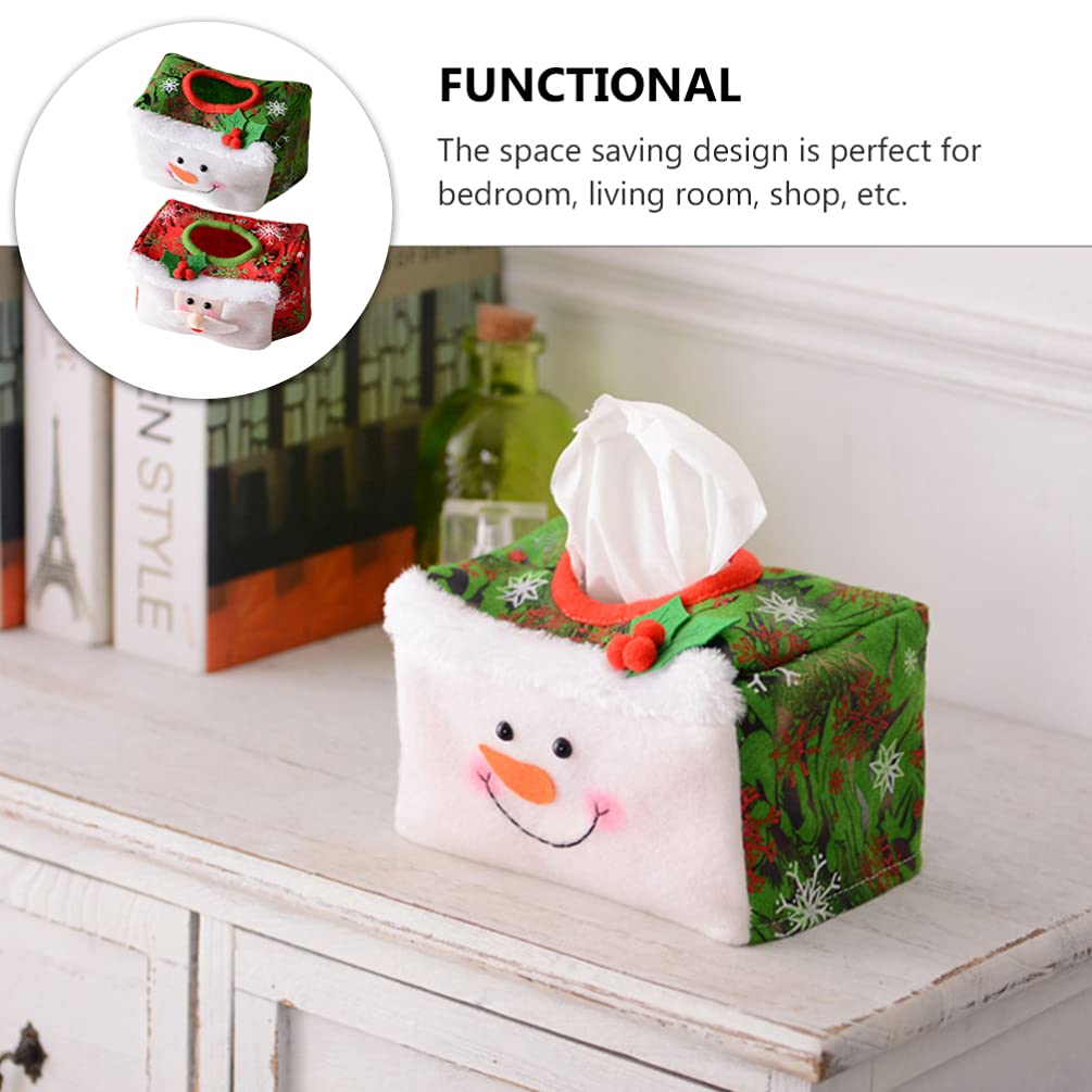 VALICLUD 2-Pack Christmas Tissue Box Cover Set - Decorative Upright Napkin Holder for Home, Holiday Table Decor (Red/Green, Non-Woven Fabric) - Perfect for Xmas Party, Dining Room & Festive Home Decor