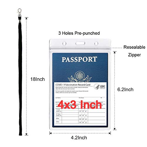 Passport & ID Badge Holder with Lanyard - 2 Pack Black for Cruise & Travel
