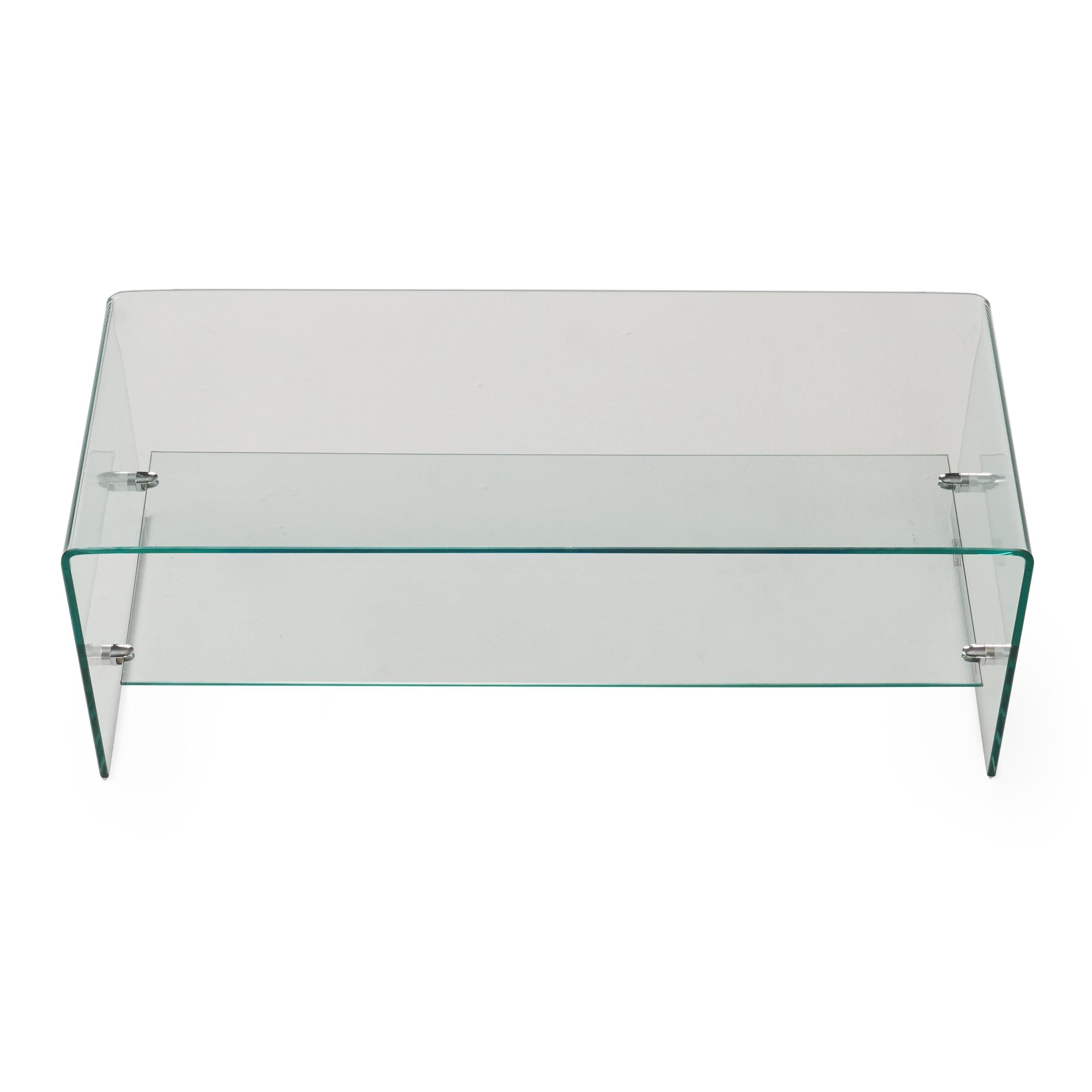 Christopher Knight Home Bartlet Tempered Glass TV Stand - Clear Modern Entertainment Center for Living Room, Bedroom & Home Theater