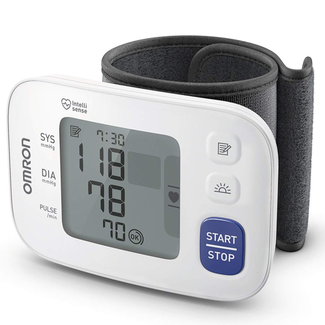 Omron HEM-6181 Fully Automatic Wrist Blood Pressure Monitor with Intelligent Technology - Cuff Wrapping Guide, Irregular Heartbeat Detection & Accurate Readings (White) - Ideal for Home Use, Travel & Health Monitoring