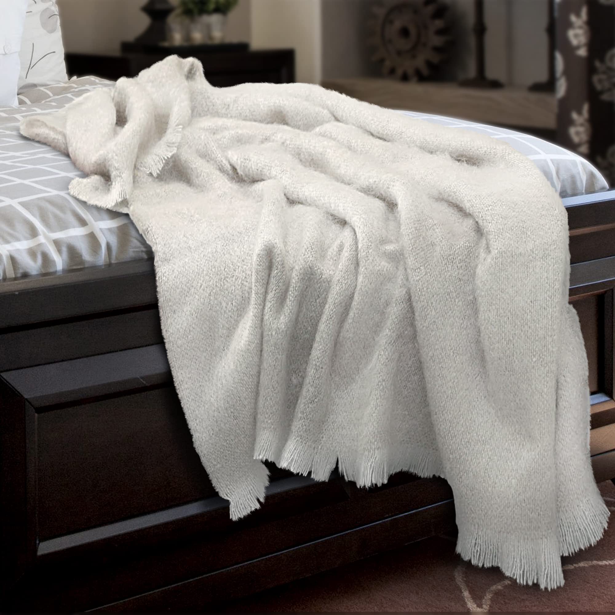 Authentic Irish Angora Mohair & Wool Throw Blanket - 72