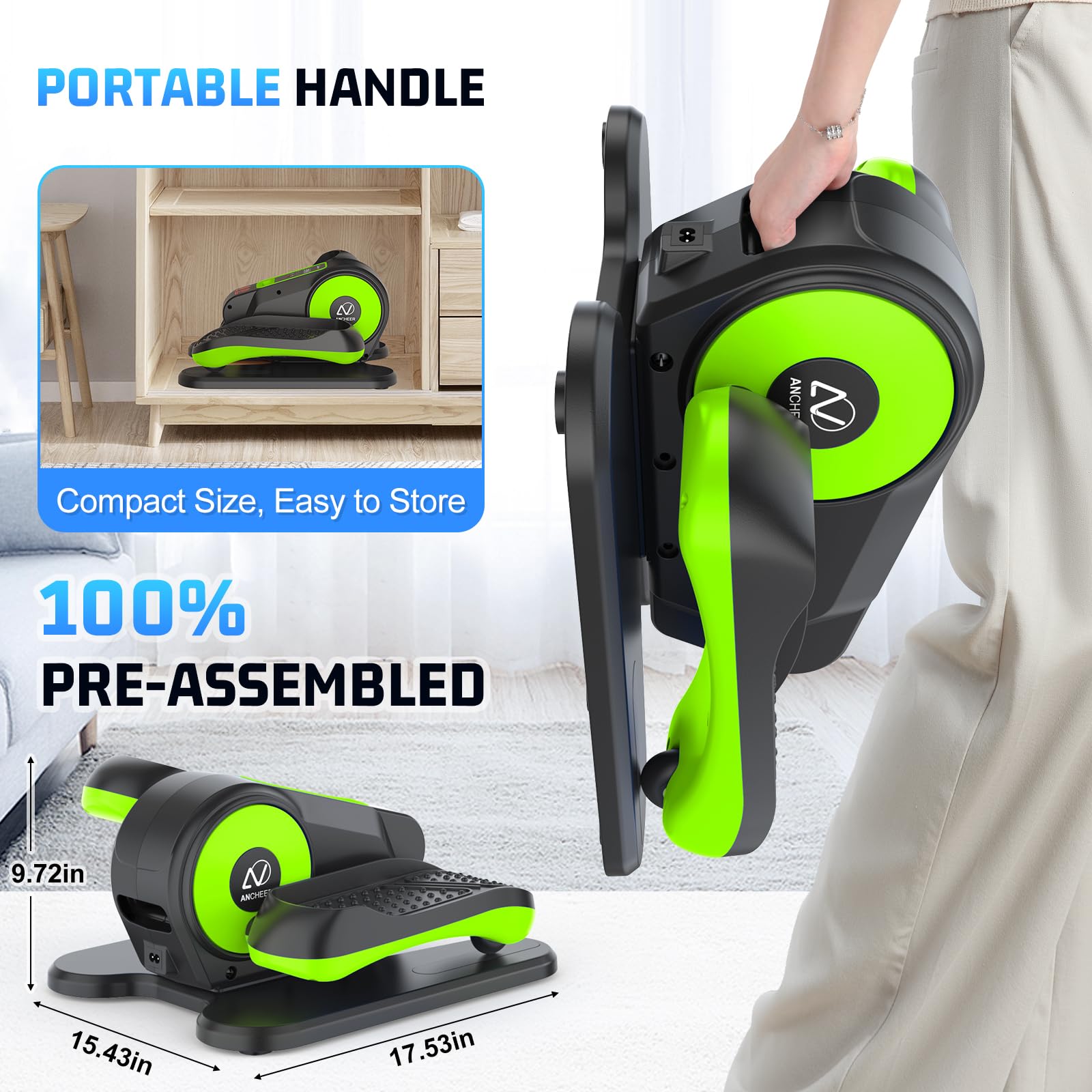 **ANCHEER Under Desk Electric Elliptical Machine - Motorized Leg Exerciser for Seniors & Office Workers, 12 Adjustable Speeds, Fully Assembled - Perfect for Home, Office & Rehab Use**