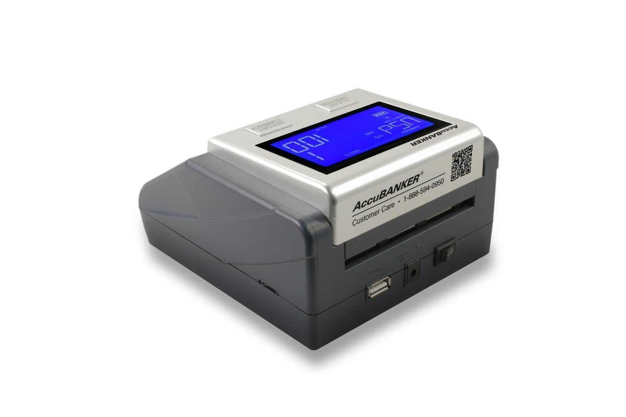 AccuBANKER D585 Multi-Scanix Counterfeit Money Detector - Multi-Directional Bill Validator with UV/MG/IR Detection for USD, EUR, GBP - Visual & Audio Alerts - Ideal for Banks, Retail Stores, and Cash-Intensive Businesses
