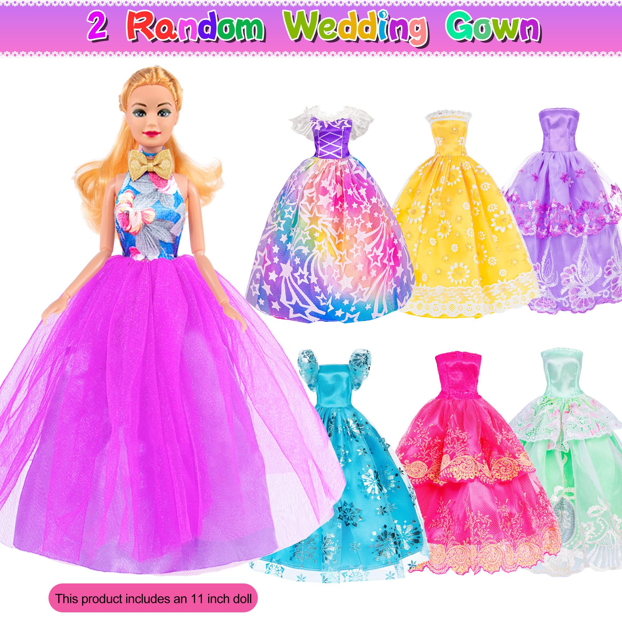 101 Pcs Doll Clothes & Accessories Set - Purple Doll Wardrobe Closet Playset for 11.5 Inch Girl Dolls with Dress, Shoes, Hangers & Shoe Rack | Perfect for Pretend Play, Birthday Gifts & Role-Playing Games