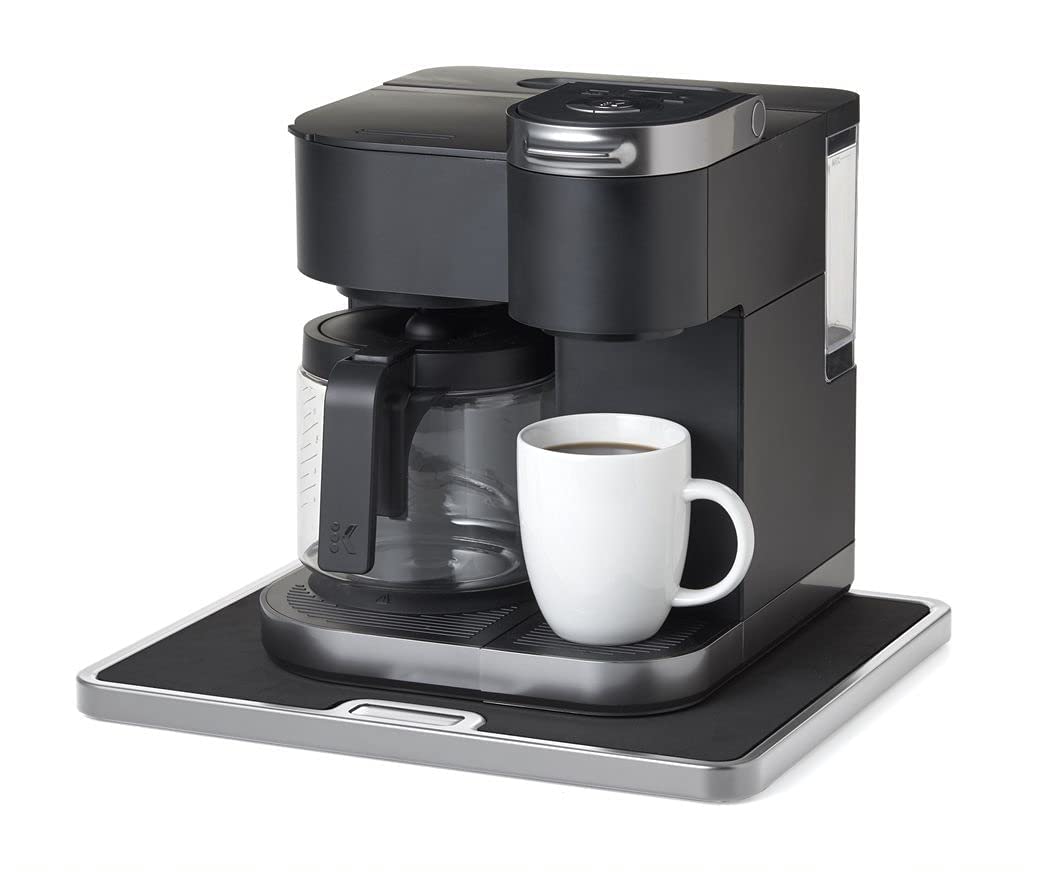 Large Appliance Rolling Tray - Silver | Kitchen Counter Organizer with Non-Slip Pad & Integrated Wheels | Perfect for Coffee Maker, Stand Mixer, Blender & Toaster | Ideal for Small Kitchen Spaces & Countertop Organization