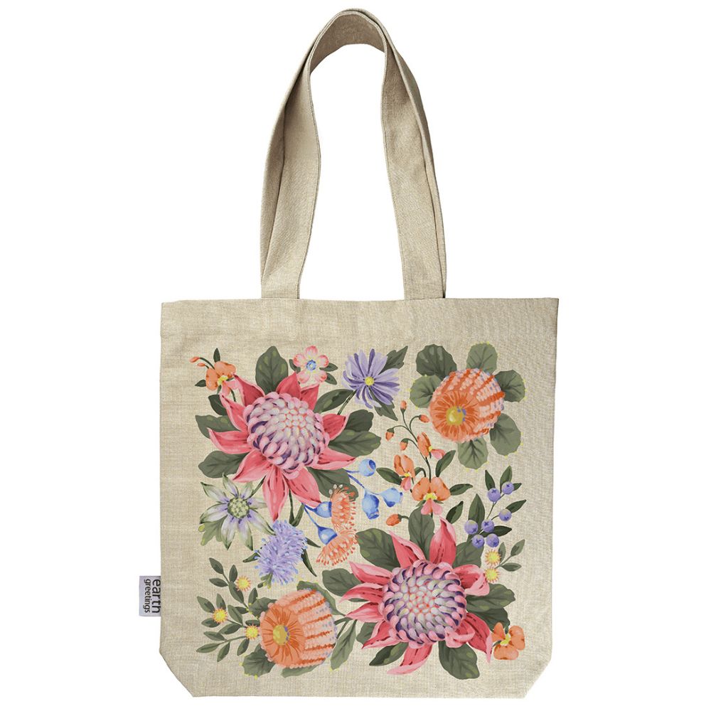 Earth Greetings Organic Cotton Tote Bag with Pockets - Eco-Friendly Reusable Shopping Bag for Groceries, Beach, Work & Daily Use