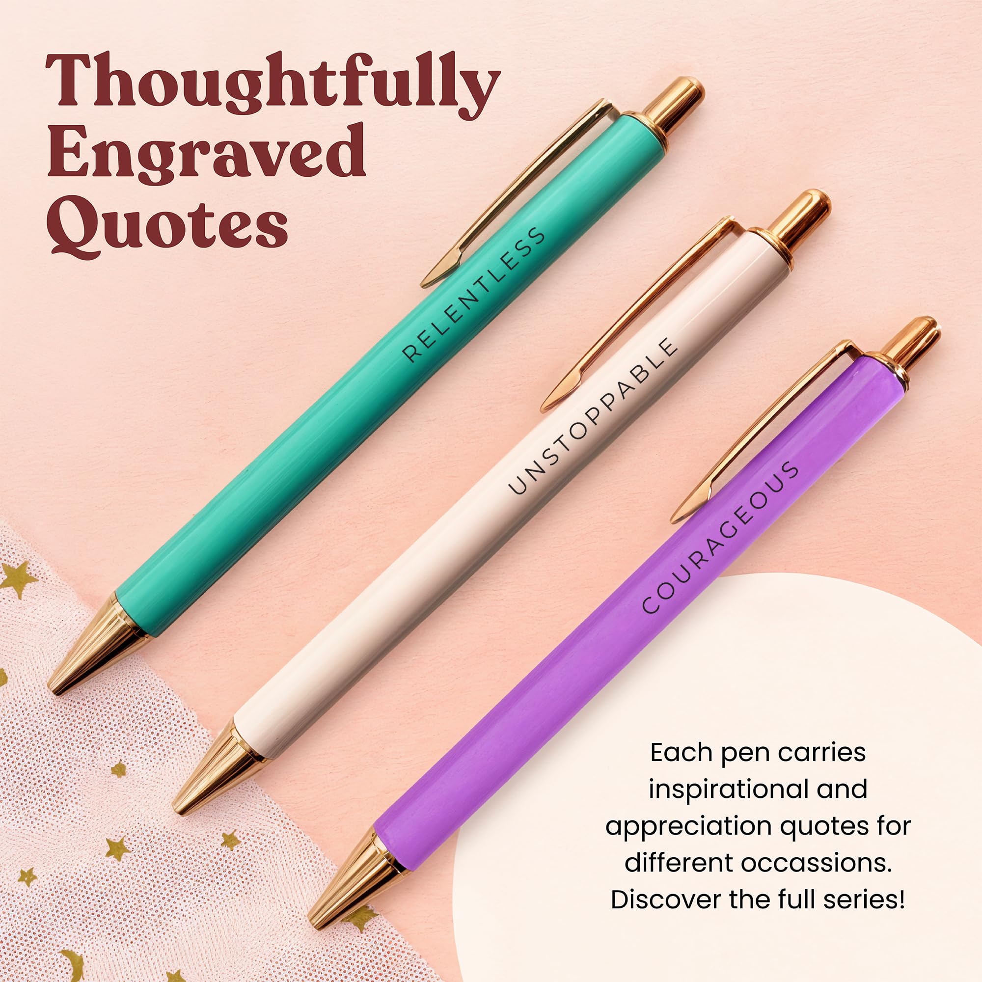 MESMOS Elegant Pen Set - Inspirational Gifts for Women, Motivational Office Pens for Boss Lady, Unique Click Pens for Servers & Promotions - Perfect for Corporate Gifts, Employee Recognition & Daily Office Use