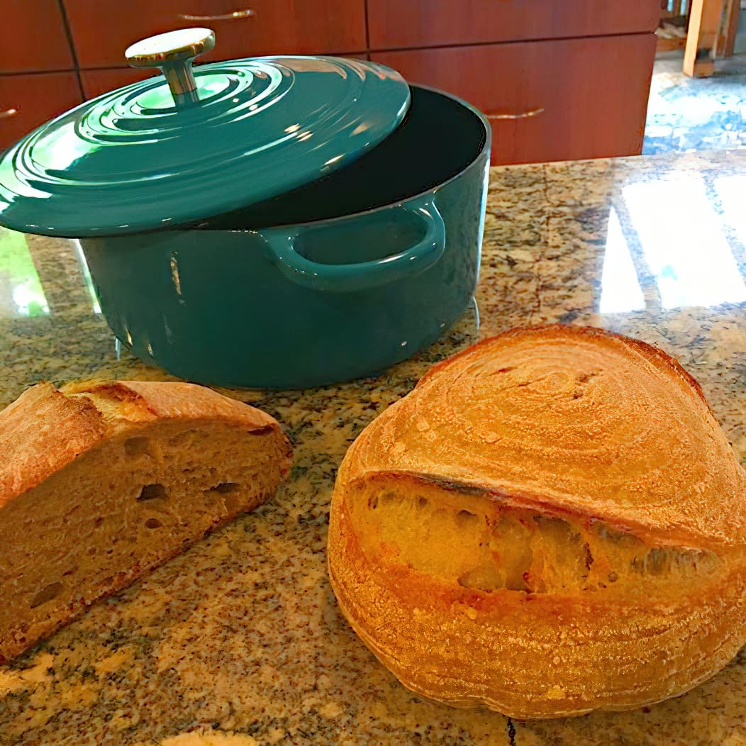 Premium Chantal 3 Quart Enameled Cast Iron Dutch Oven - US Formulated, Sea Blue - Perfect for Braising, Stewing & Baking Bread at Home