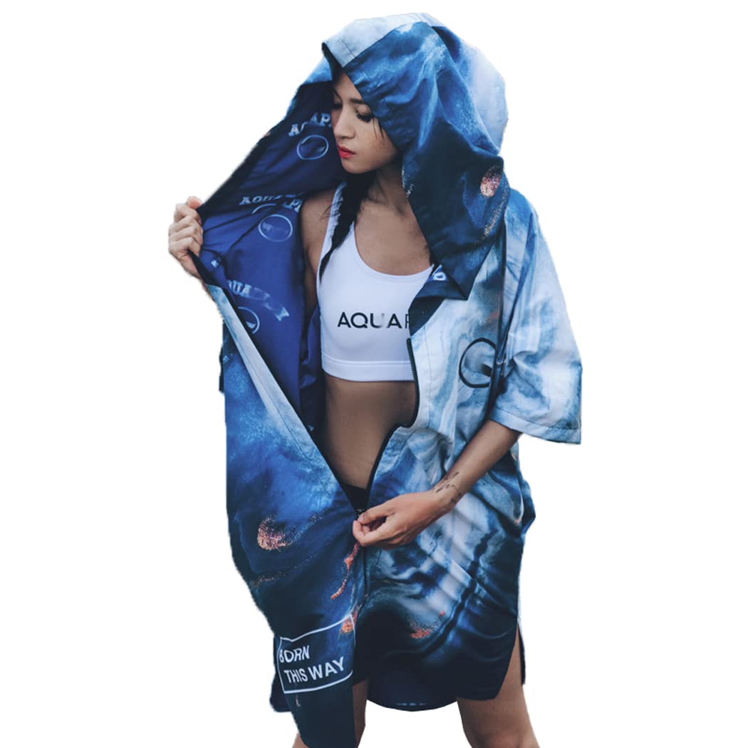 **LANGWEI Quick Dry Changing Robe for Adults – Microfiber Beach Bathrobe with Zipper, Surf Poncho & Wetsuit Changing Hooded Towel – Perfect for Swimming, Surfing & Outdoor Activities**