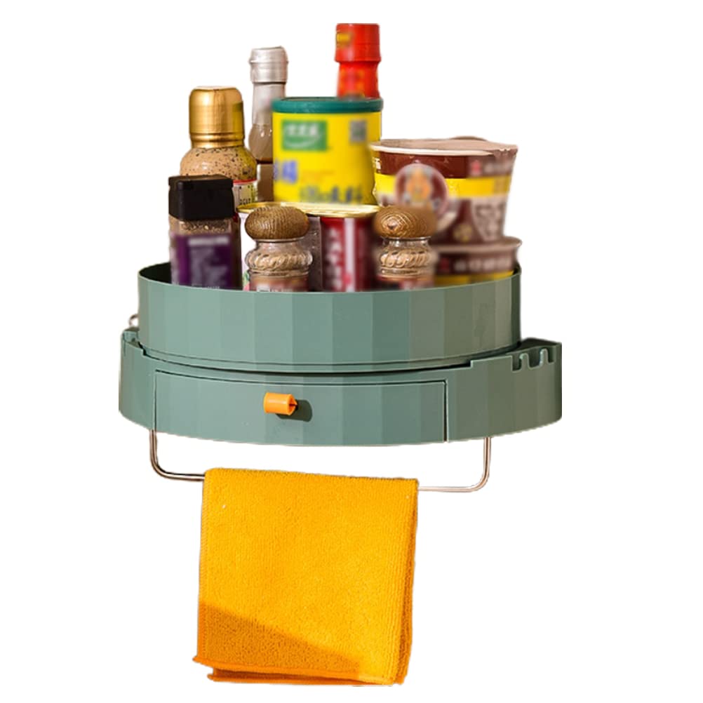Rotating Lazy Susan Turntable Organizer - 360° Spice Rack for Kitchen & Bathroom Storage | Wall Mounted Seasoning Shelf for Spices, Cosmetics & Essentials | Perfect for Small Spaces & Clutter-Free Organization