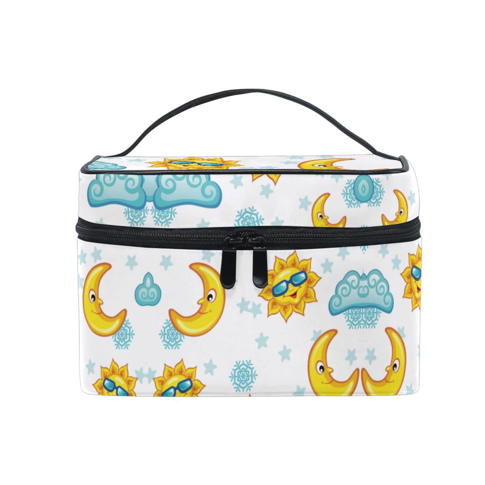 Starry Sky Sun Moon Cartoon Makeup Bag - Cute Cosmetic Organizer with Zipper for Women & Girls | Perfect for Travel, Gym, and Daily Toiletry Storage