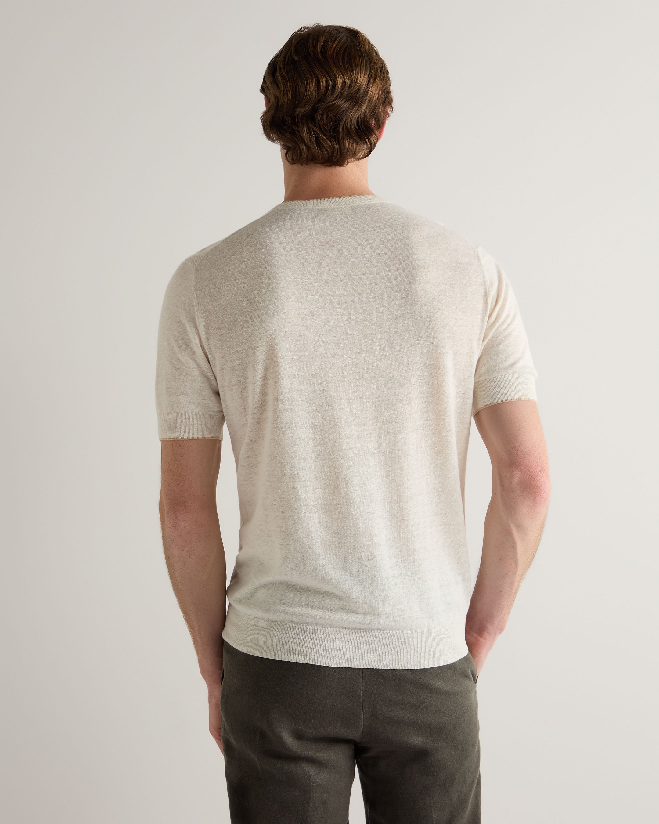 Premium Men's Linen Blend T-Shirt - Breathable Summer Casual Tee in Ivory White | Perfect for Beach Outings, Weekend Wear & Travel Comfort