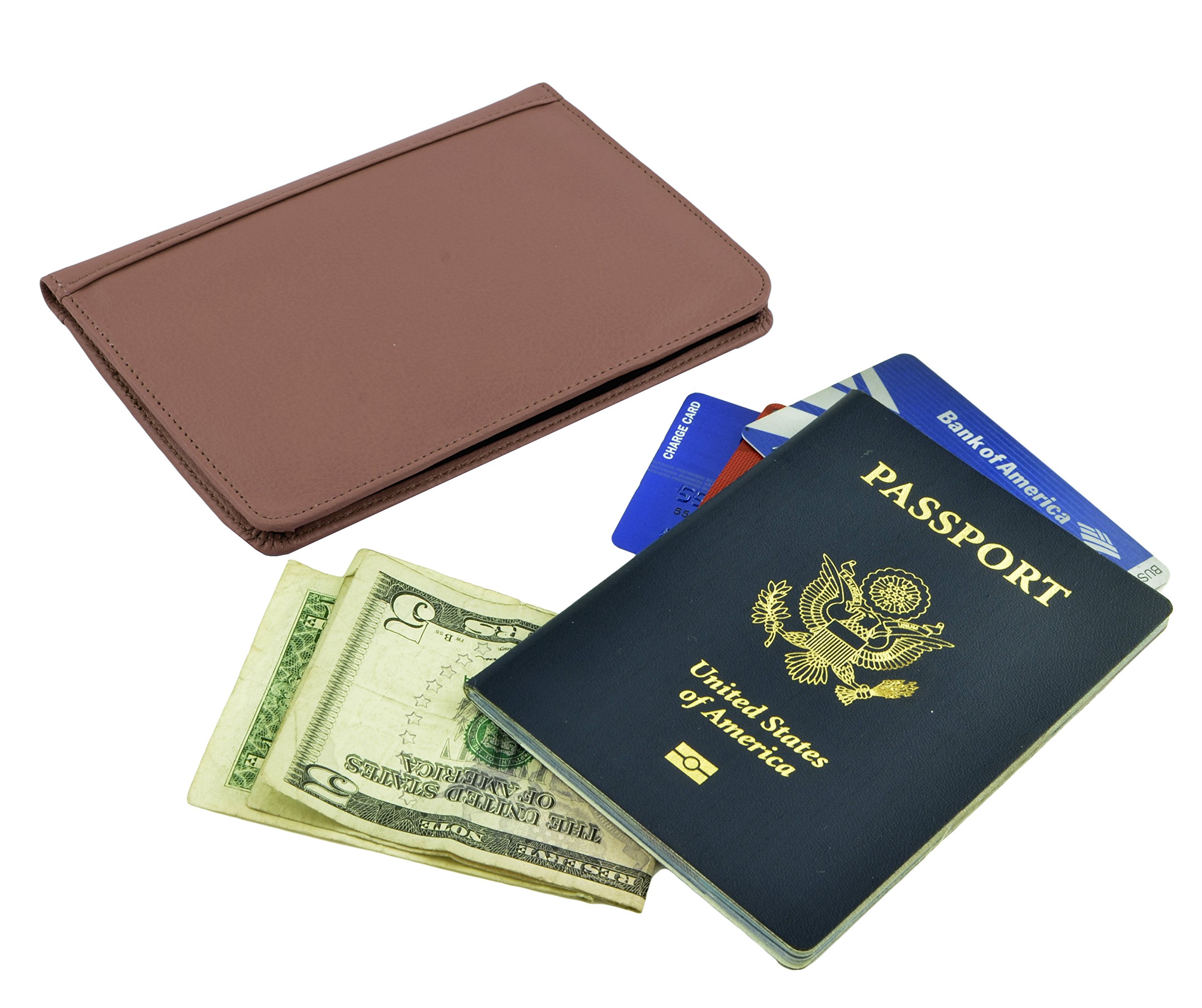 Belle Donne RFID Blocking Passport Holder Wallet - PU Leather Travel Document Organizer with Secure ID & Credit Card Slots - Perfect for Air Travel, Business Trips & Vacation (Brown)