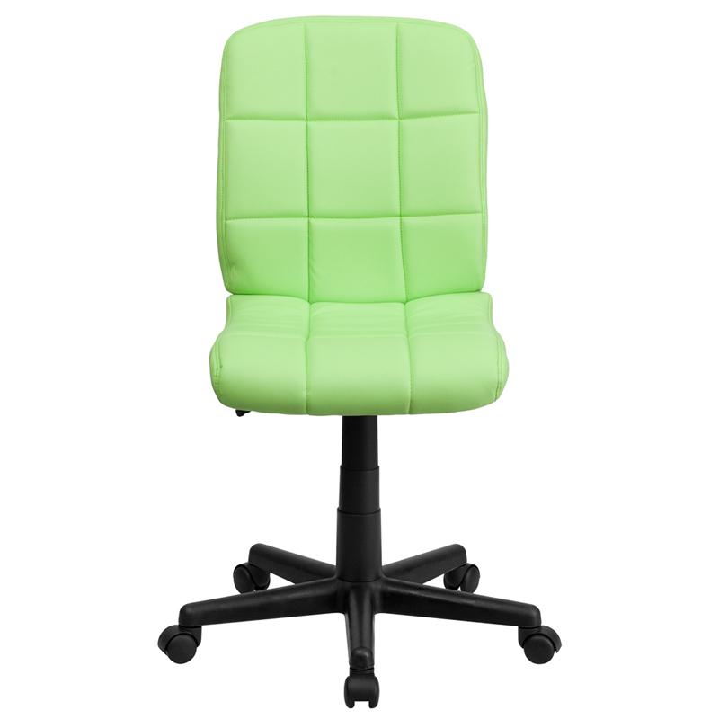 FLASH Clayton Mid Back Black Quilted Vinyl Swivel Task Office Chair with Arms - Ergonomic Desk Chair for Home Office, Computer Workstation & Conference Room