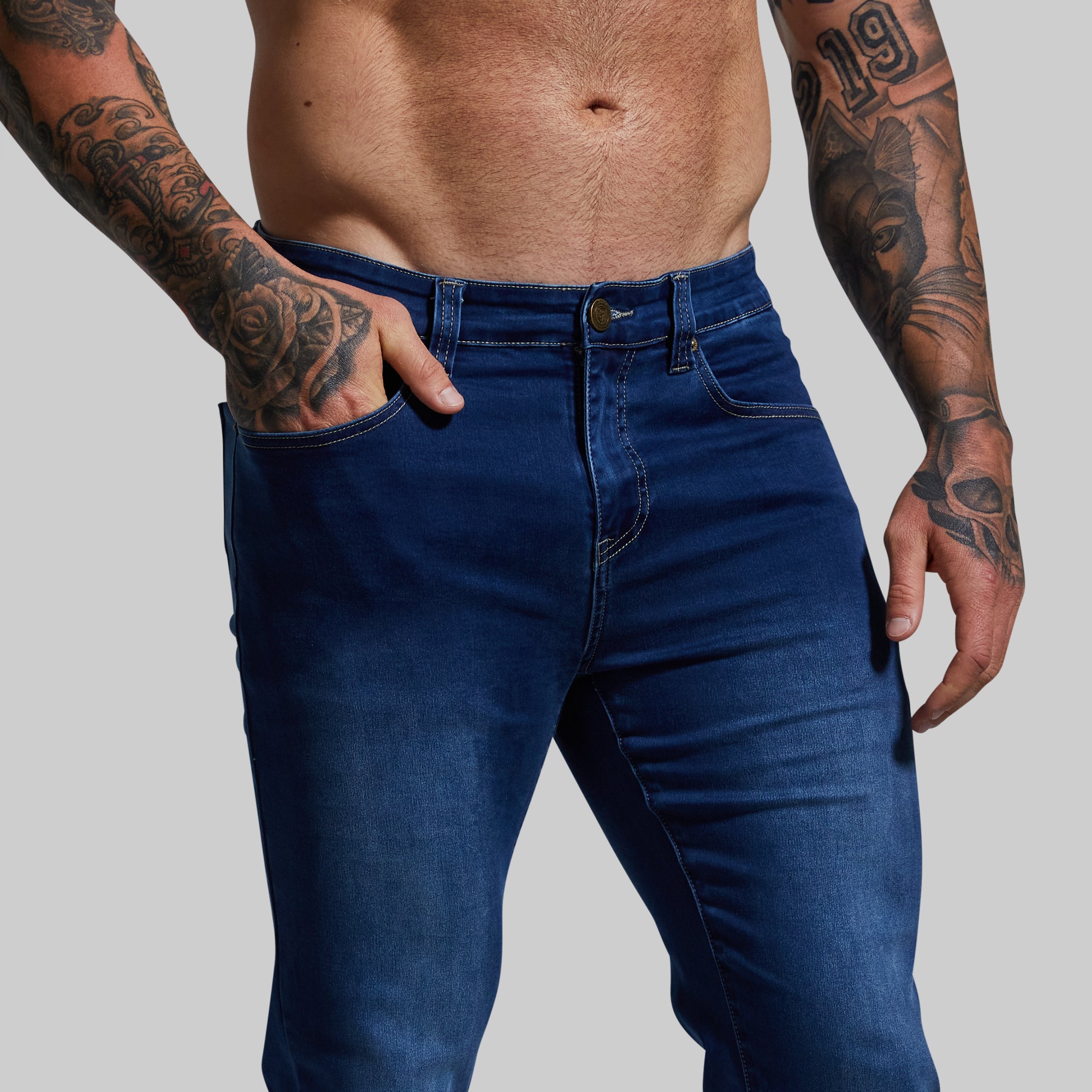 FLEX Stretchy Athletic Fit Jeans for Men - Dark Wash Denim Pants | Comfortable & Durable for Workout, Gym & Casual Wear