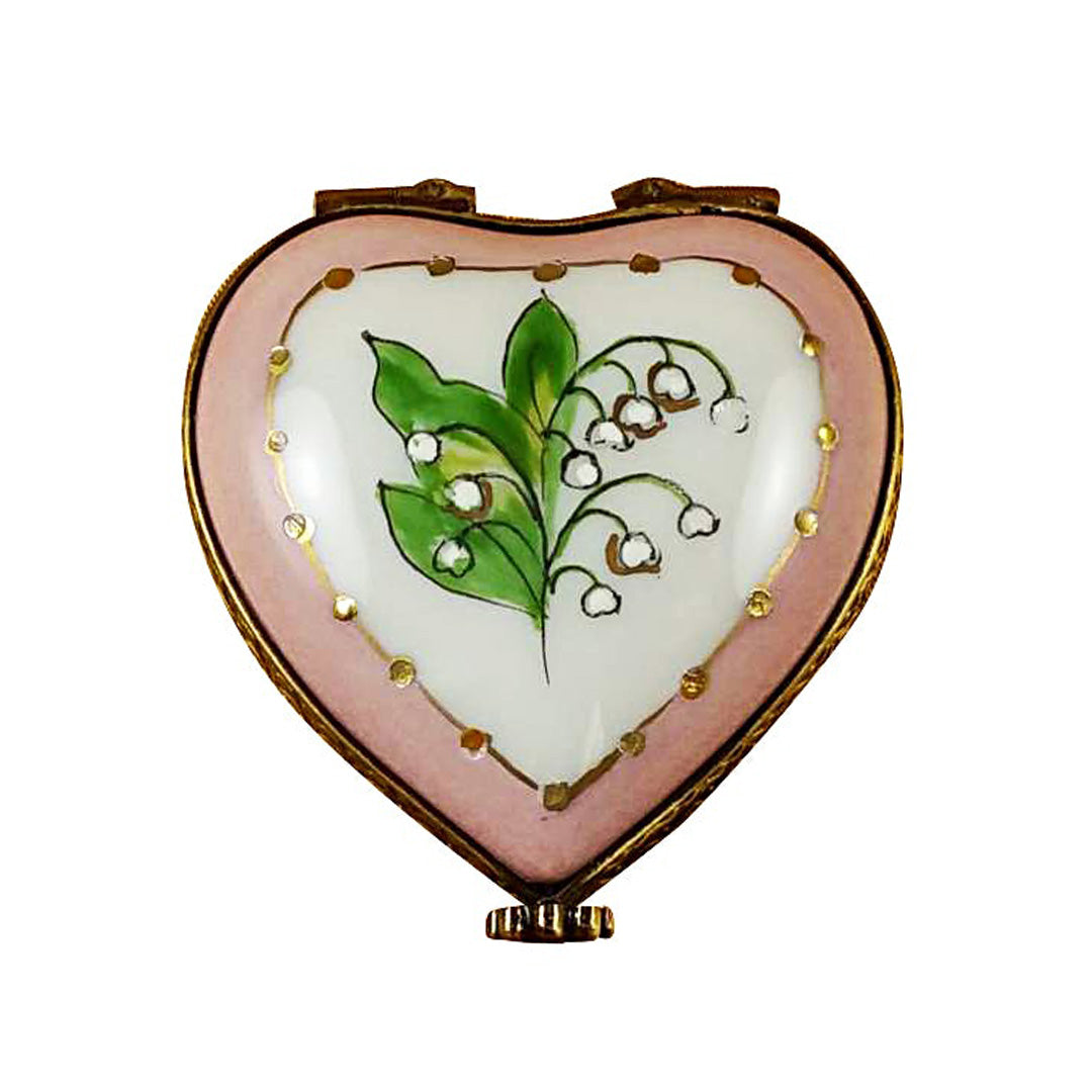 Mini Heart Lily of the Valley Limoges Porcelain Box - Elegant French Trinket Jewelry Holder for Women, Perfect Gift for Valentine's Day, Mother's Day & Wedding Favors