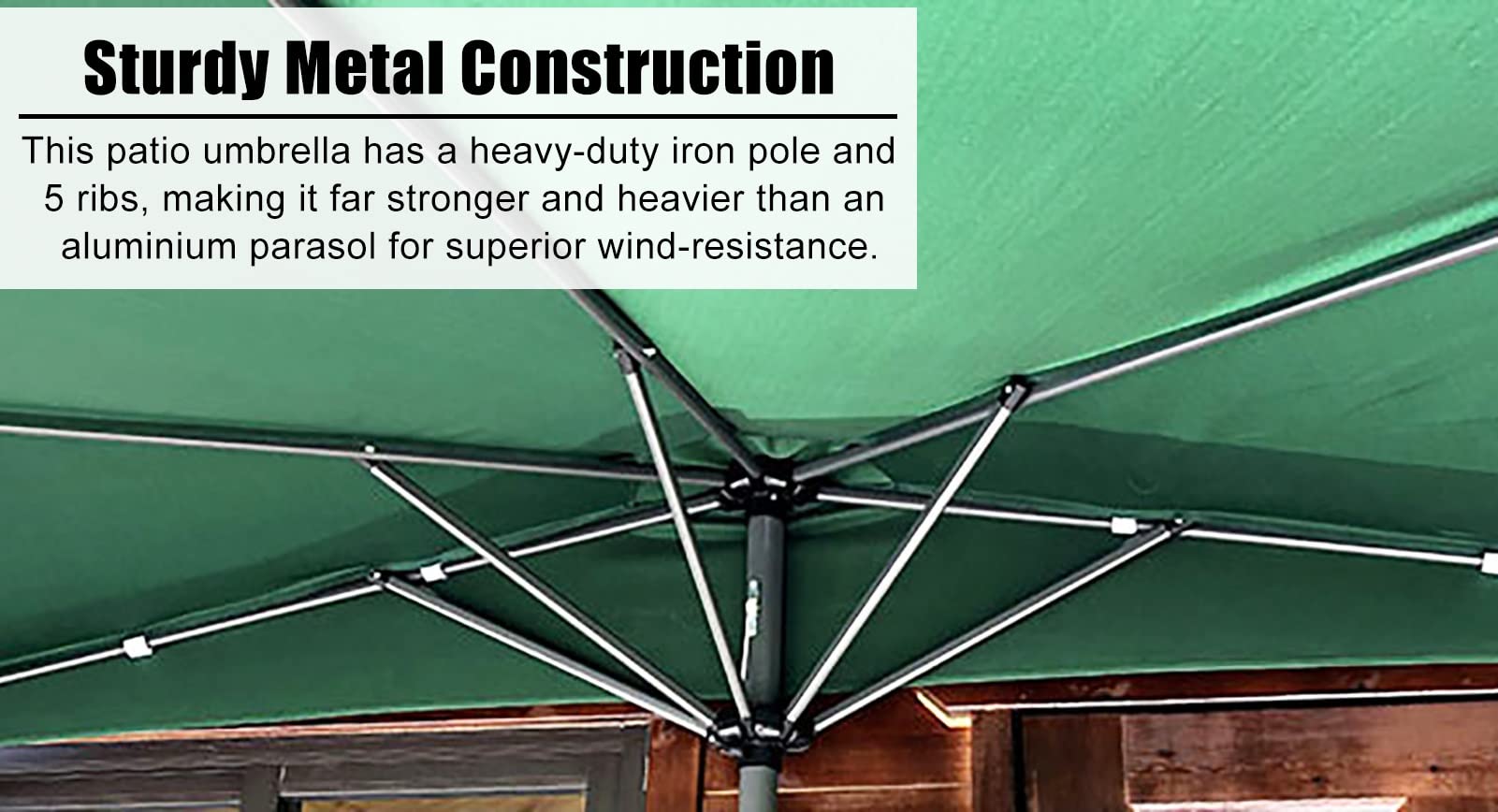 Extra Large Heavy Duty Rectangular Sun Umbrella for Outdoor Patio, Porch, Balcony & Grill - Commercial Grade Portable Market Umbrella in Beige - Perfect for Backyard, Poolside & Restaurant Outdoor Seating