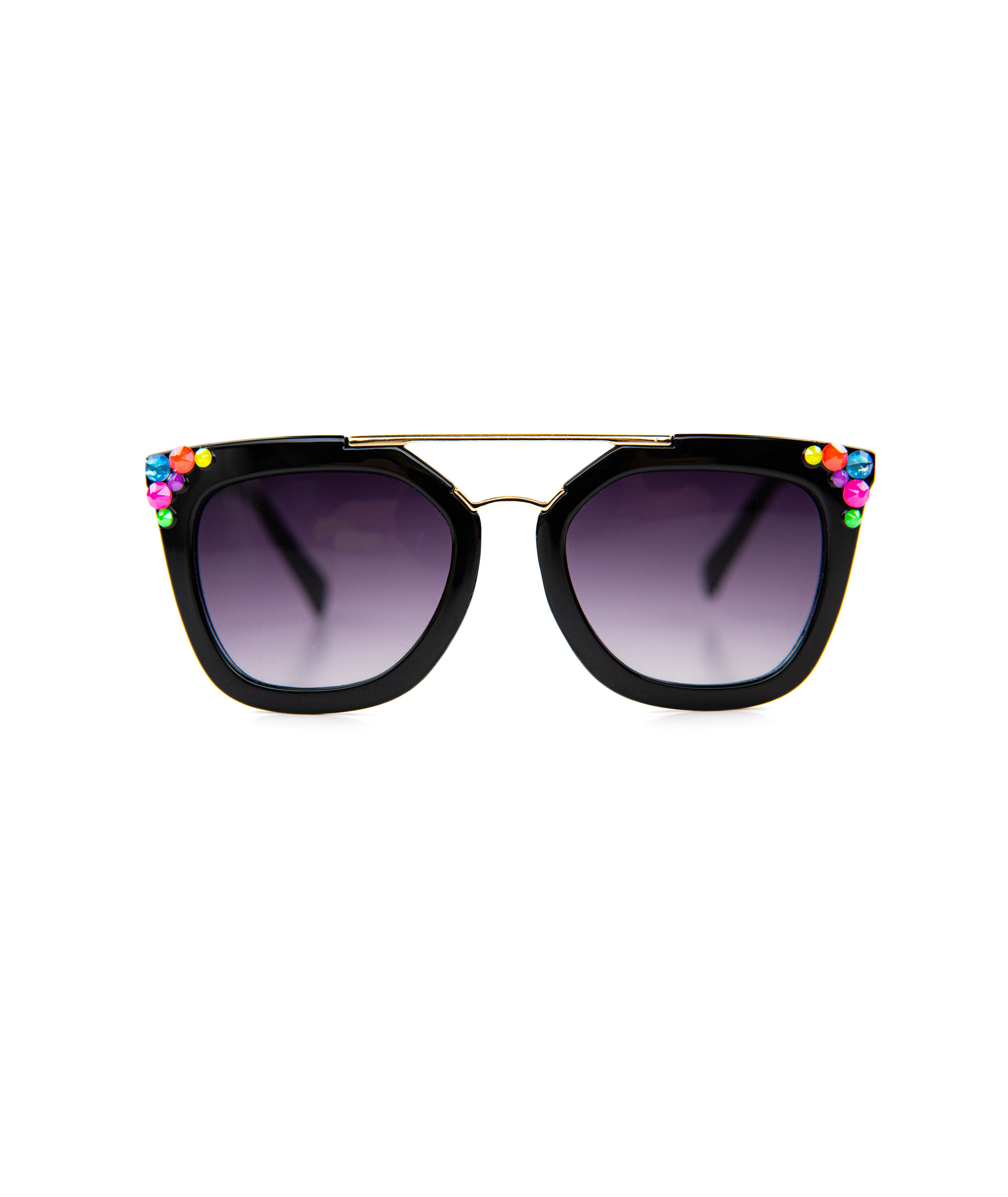 Bari Lynn Gold Bar Sunglasses with Crystals - Stylish UV Protection Shades for Women, Beach & Outdoor Fashion Accessories