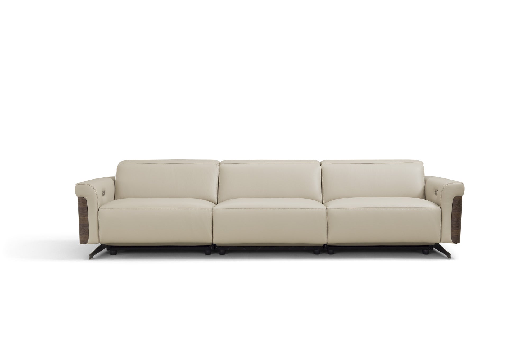 INCANTO I803 Extra Large Sofa 119L with Walnut Arm Accents & 3 Power Recliners – Premium Comfort for Living Room, Home Theater & Family Gatherings