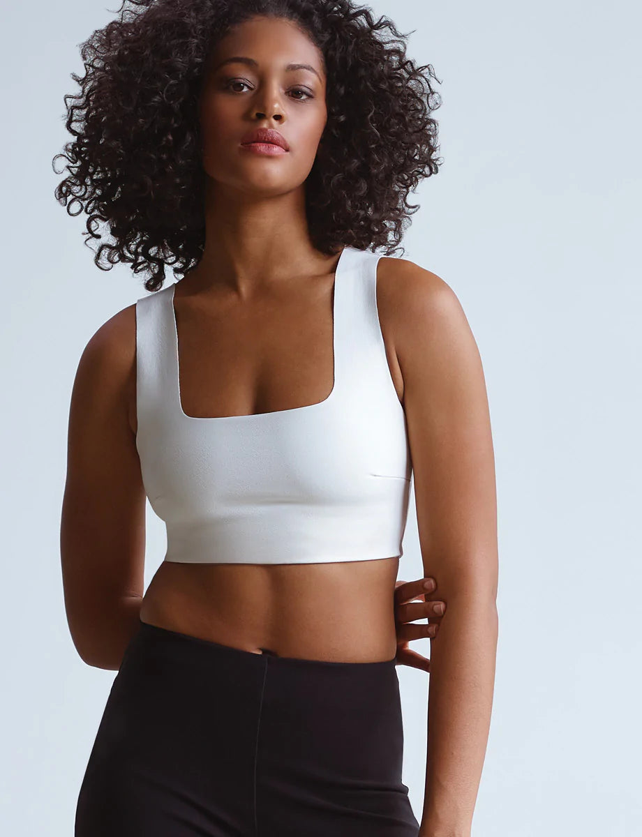 Women's Commando Faux Leather Square Neck Crop Top - Sexy Chic Shirt for Night Out, Party, Club & Casual Wear
