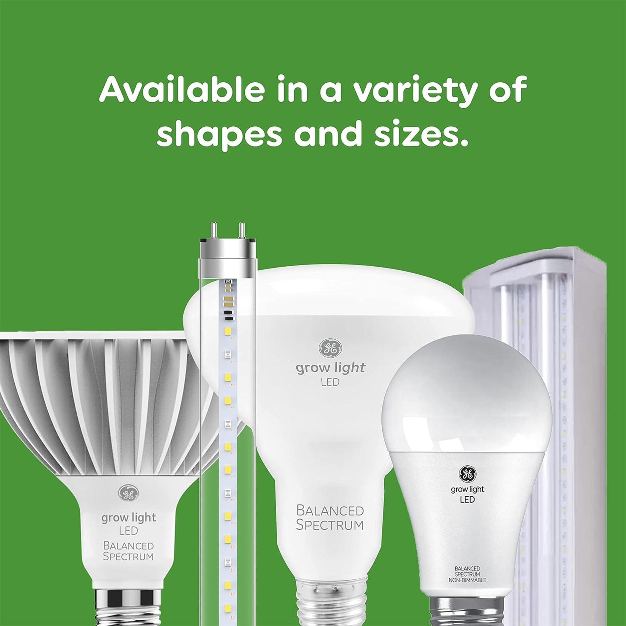 GE T8 LED Grow Light Bulbs for Indoor Plants - 18W, 36 PPF, 48 Inch Balanced Spectrum Lighting for Seeds, Greens & Herbs (6 Pack) - Perfect for Hydroponics, Greenhouses & Home Gardening