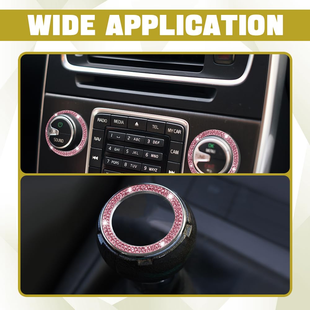 Sparkling Crystal Rhinestone Car Ring Emblem Sticker - Push Start Button Cover & Key Ignition Knob Ring - Elegant Car Interior Decoration for Women - Perfect for Luxury Vehicle Customization & Gift Giving