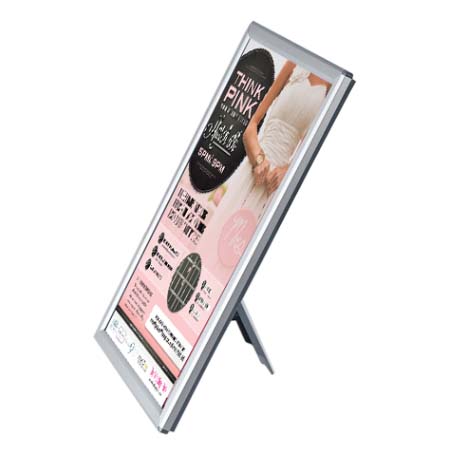 8x10 Silver Metal AD Promo Snap Frame - Countertop, Tabletop, Shelf or Wall Mount Display for Restaurants, Retail Stores & Offices